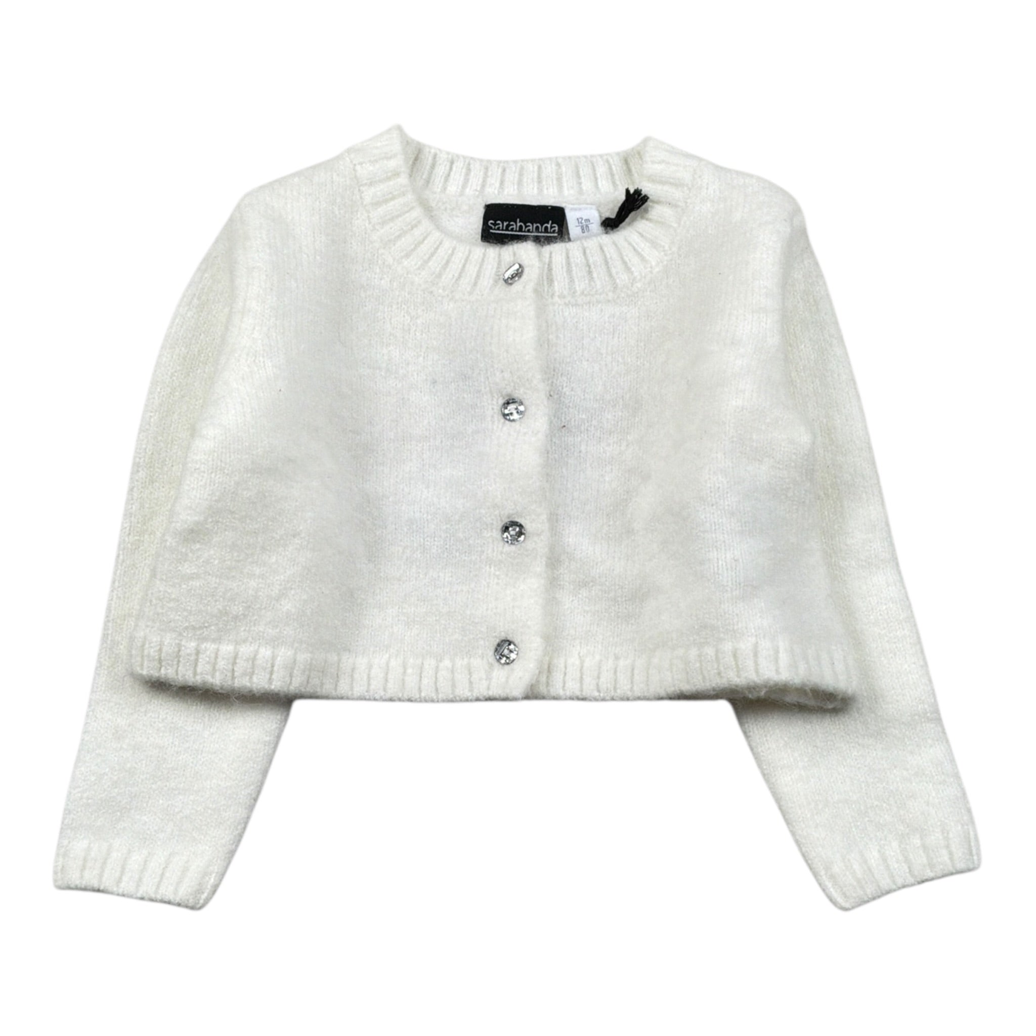 Sarabanda Cardigan tinta unita con Bottoni Bianco per Neonata 5240 BIANCO SARABANDA 