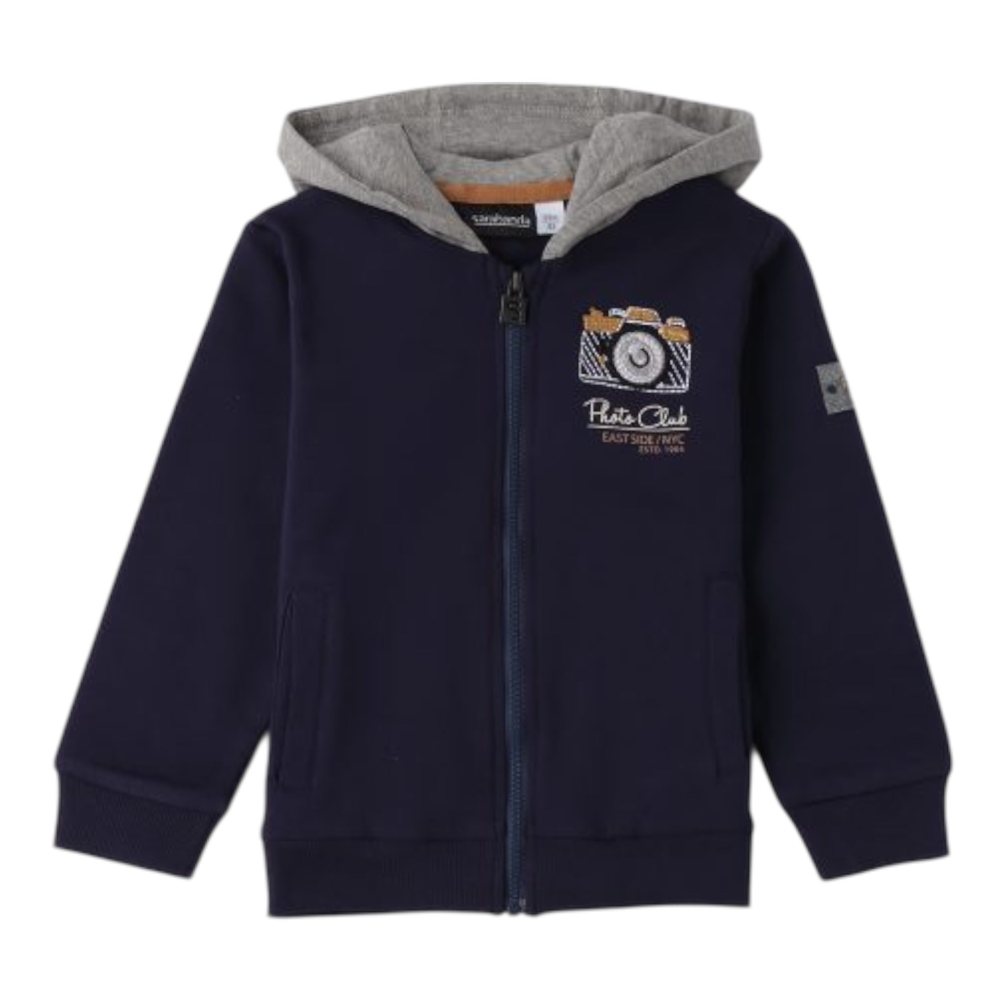 Sarabanda Felpa tinta unita con Zip E Cappuccio Blu per Neonato F133N BLU SARABANDA 