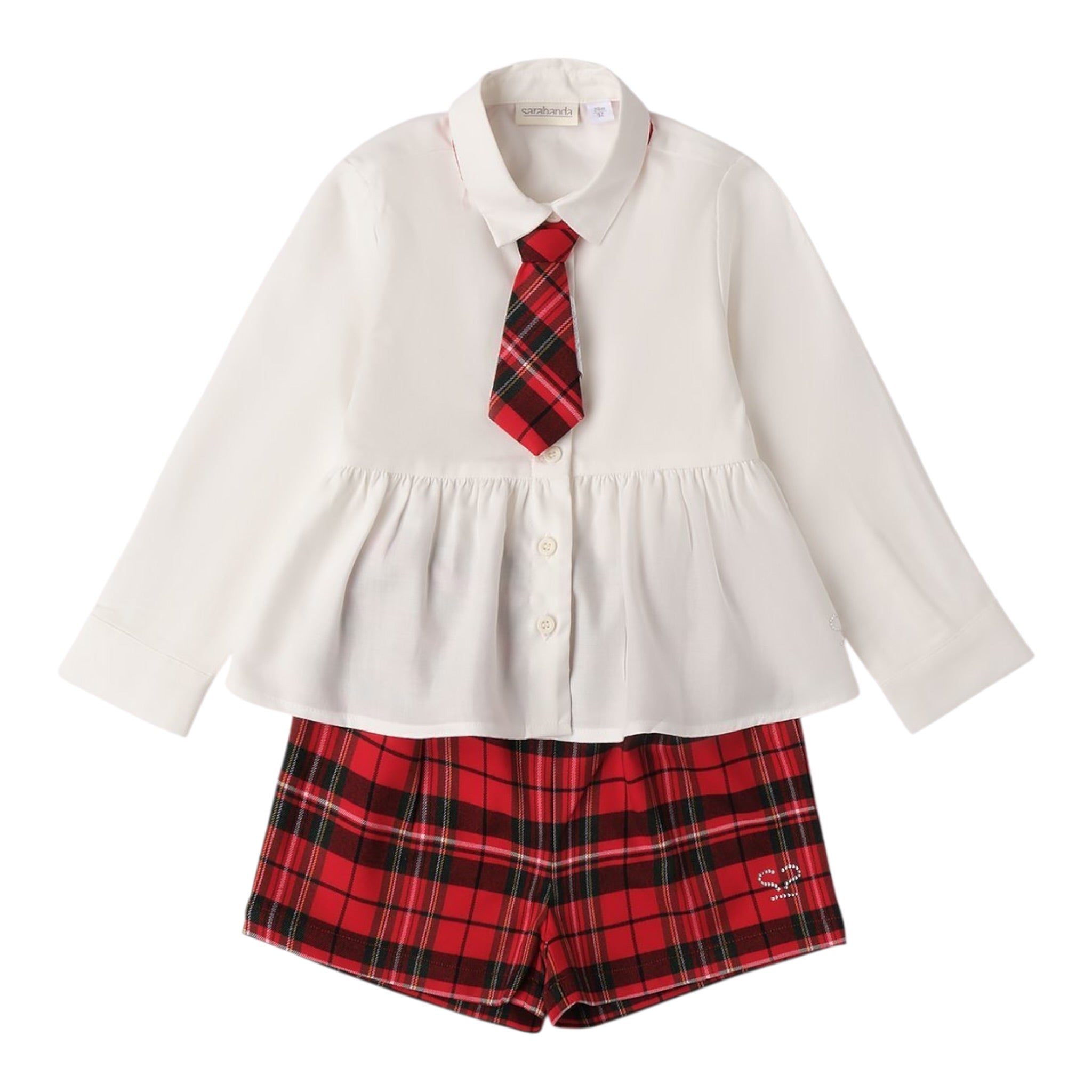 Sarabanda Completo 2Pz Short-Camicia Bicolore Bianco/Rosso per Bambina F372 BIANCO/ROSSO SARABANDA 