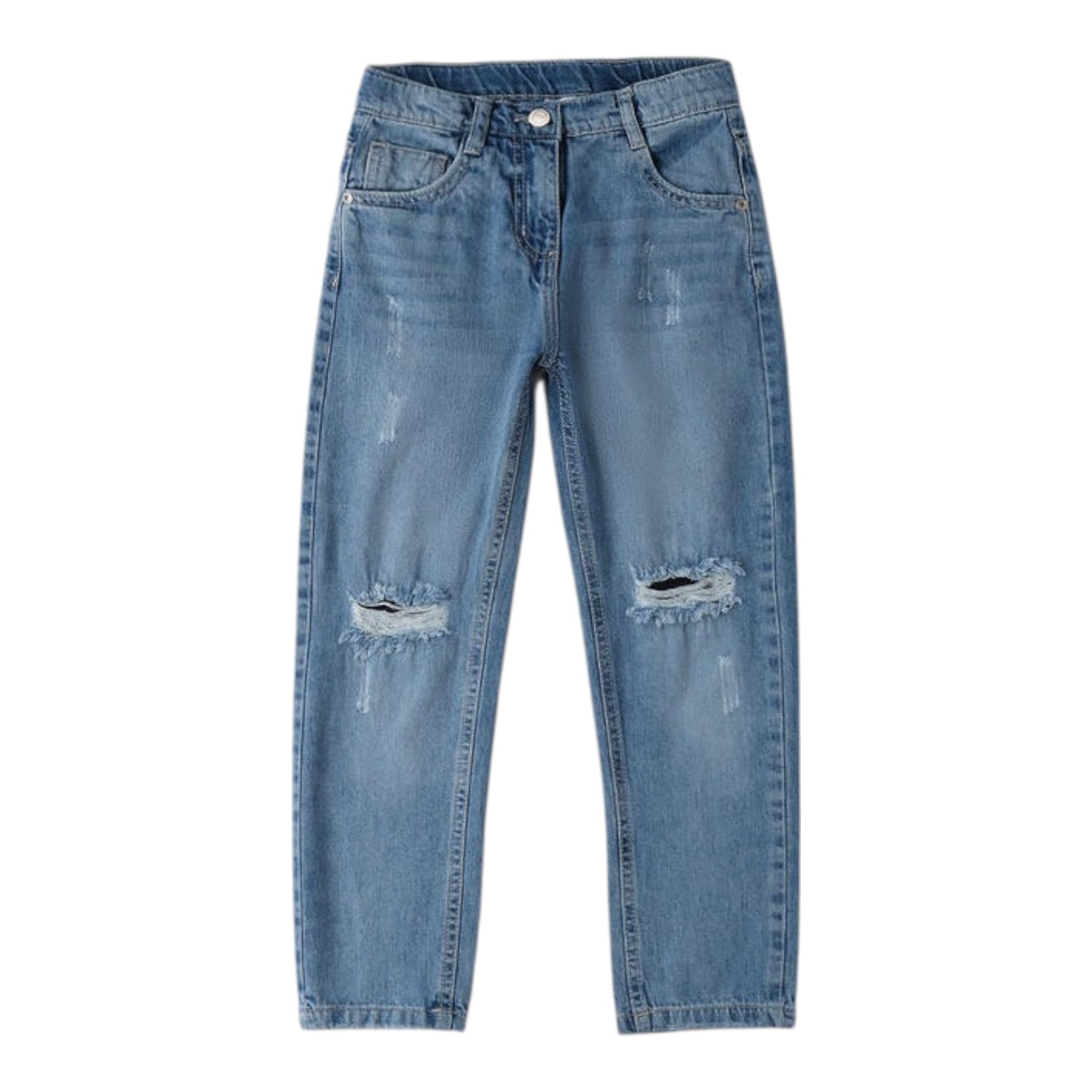Sarabanda Jeans tinta unita con Strappi Azzurro per Bambino F460 AZZURRO SARABANDA 