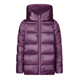 Save The Duck Giubbino tinta unita con Zip E Cappuccio Viola per Neonata I30003X VIOLA SAVE THE DUCK 