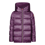 Save The Duck Giubbino tinta unita con Zip E Cappuccio Viola per Neonata I30003X VIOLA SAVE THE DUCK 