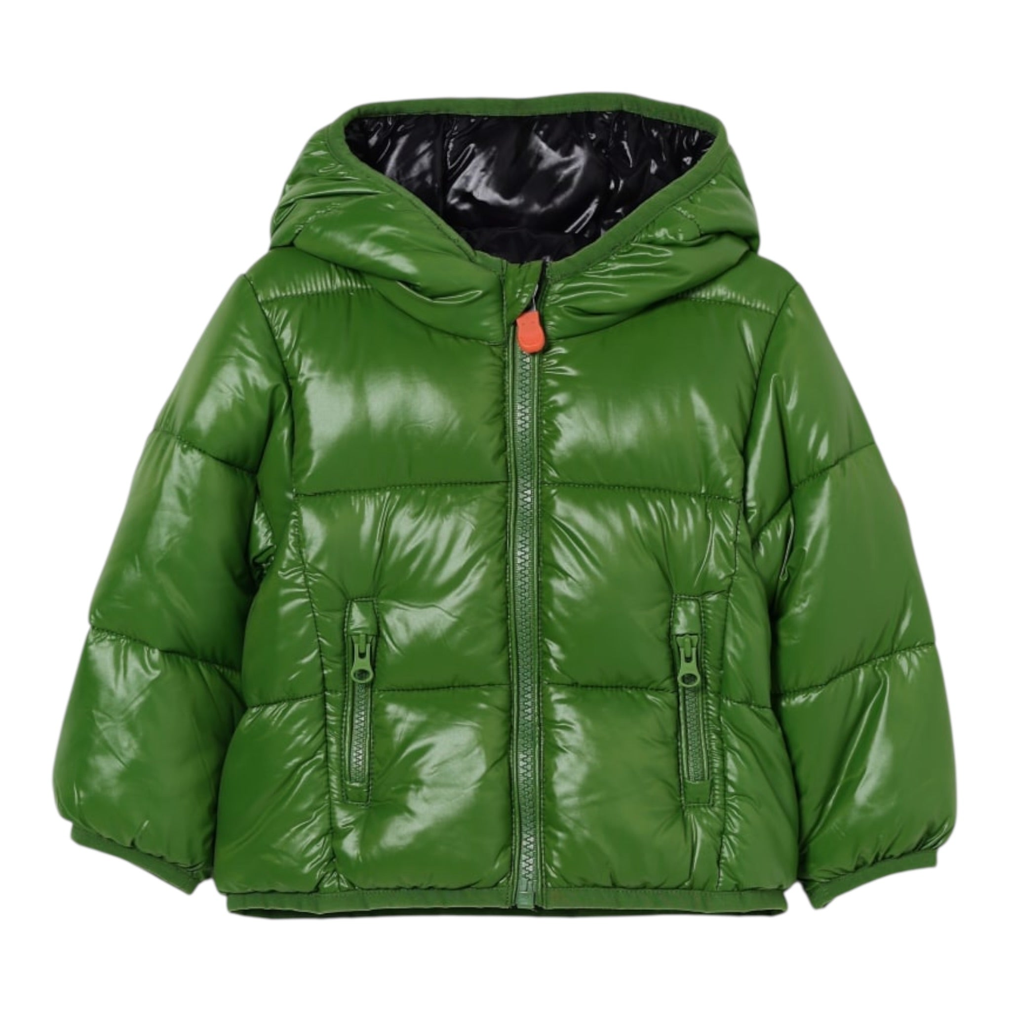 Save The Duck Giubbino tinta unita con Zip E Cappuccio Verde per Neonato I30004X VERDE SAVE THE DUCK 