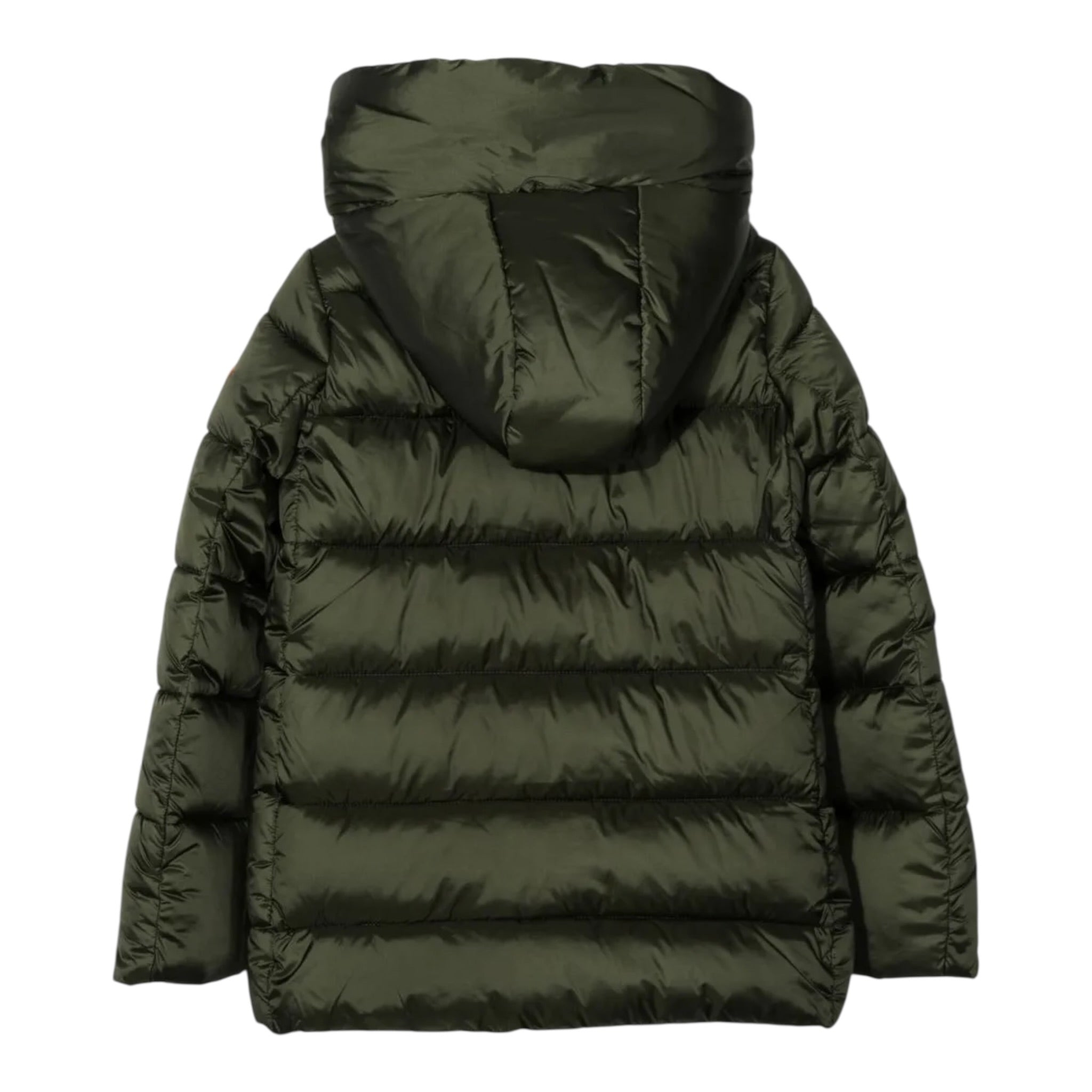 Save The Duck Giubbino tinta unita con Zip E Cappuccio Verde per Bambino J45650GJ VERDE SAVE THE DUCK 