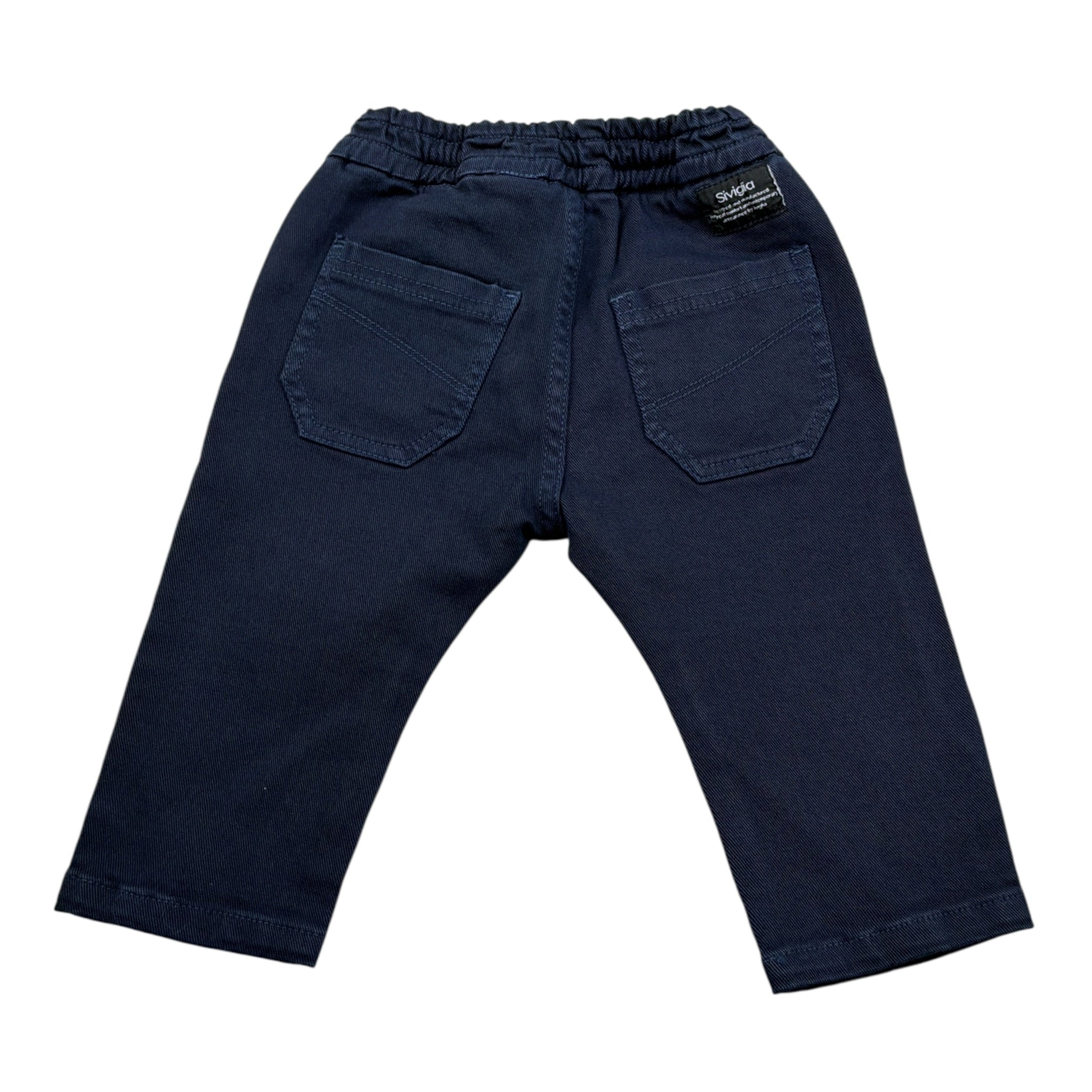 Siviglia Pantalone tinta unita con Elastico In Vita Blu per Neonato SVNPT00545 BLU SIVIGLIA 