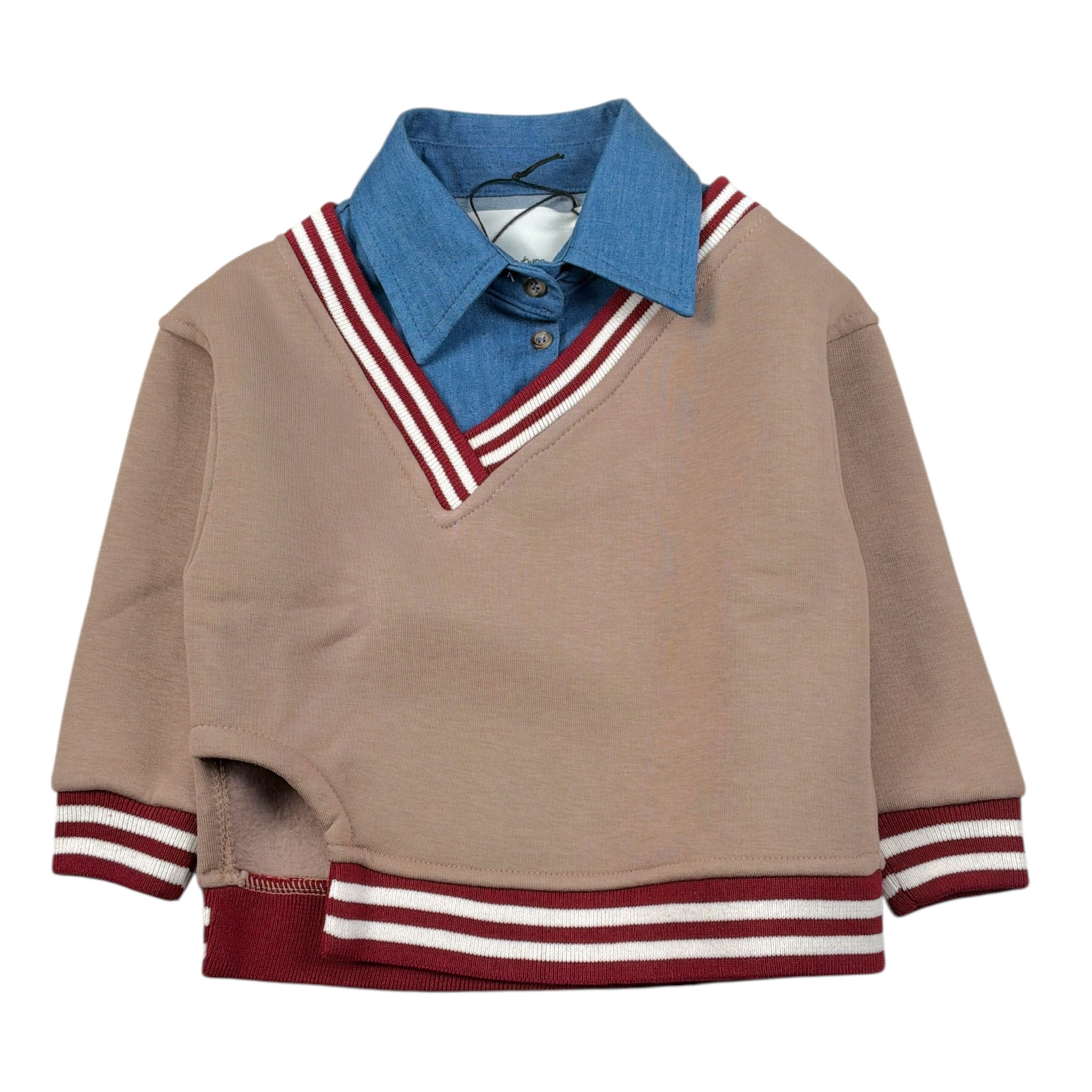 So Twee By Miss Grant Maglia tinta unita con Finta Camicia Beige per Bambina ST0147B BEIGE SO TWEE BY MISS GRANT 