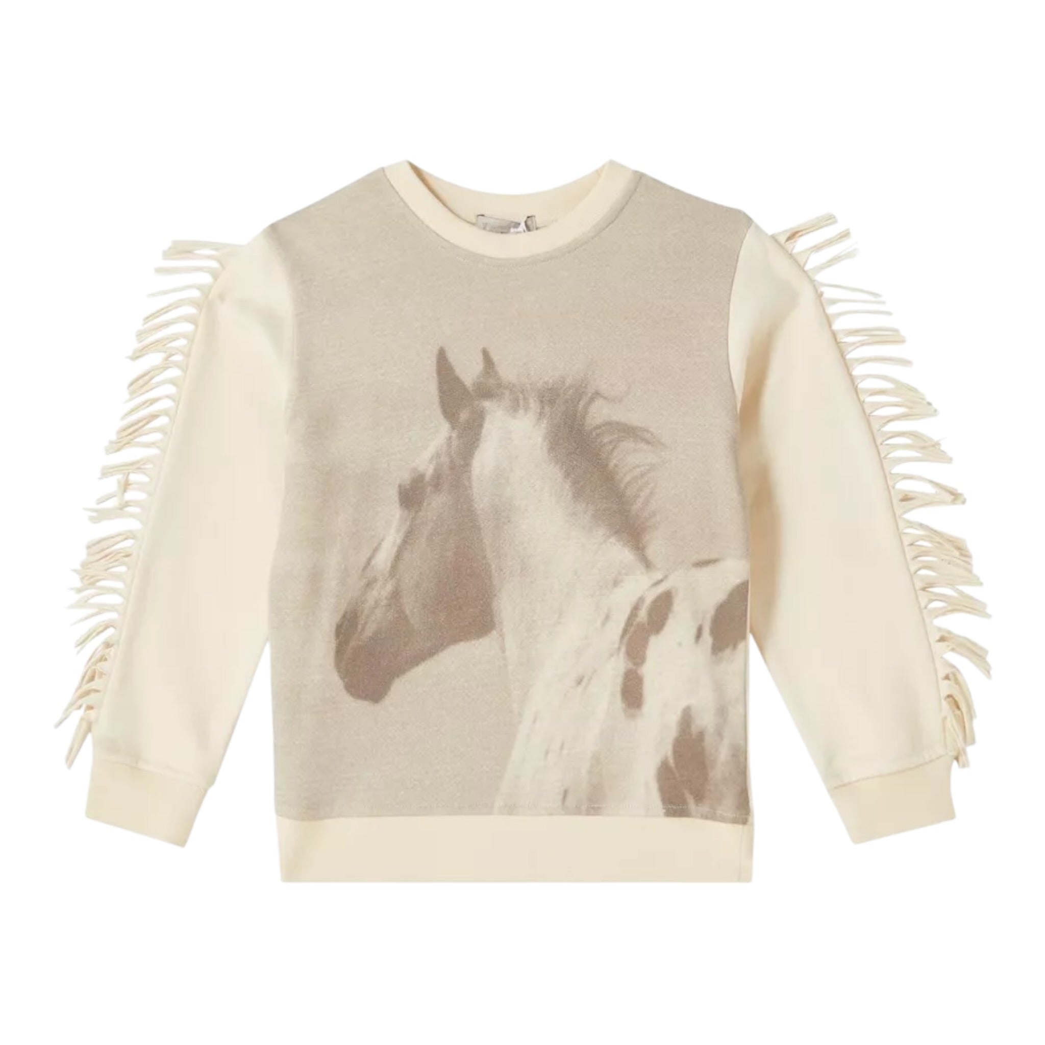 Stella Mccartney Felpa Chiusa Girocollo tinta unita con Frange Panna per Bambina TV4A70 PANNA STELLA McCARTNEY 