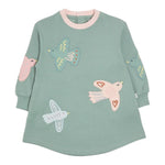 Stella Mccartney Abito Girocollo tinta unita con Ricami Verde per Neonata TX1120 VERDE STELLA McCARTNEY 
