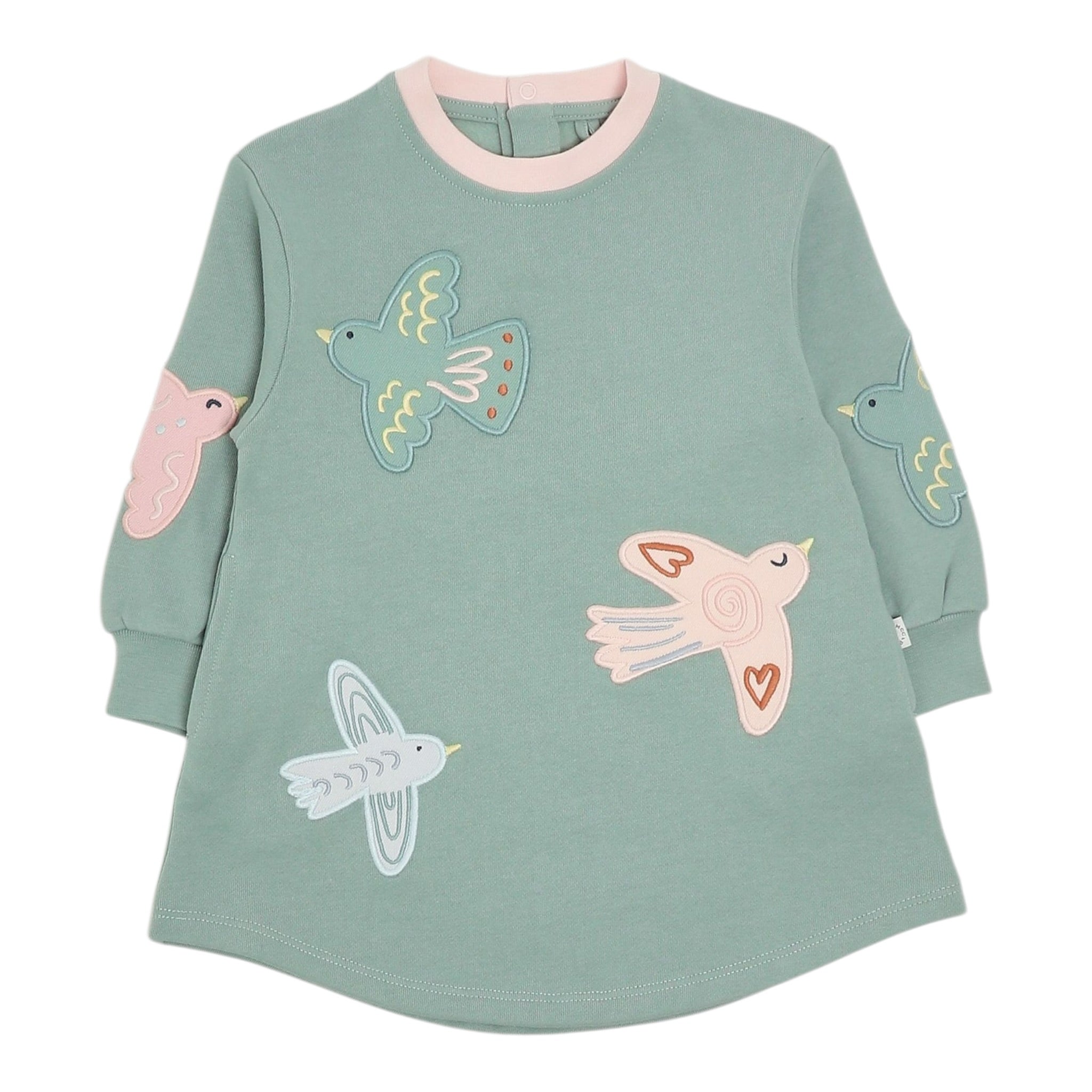 Stella Mccartney Abito Girocollo tinta unita con Ricami Verde per Neonata TX1120 VERDE STELLA McCARTNEY 