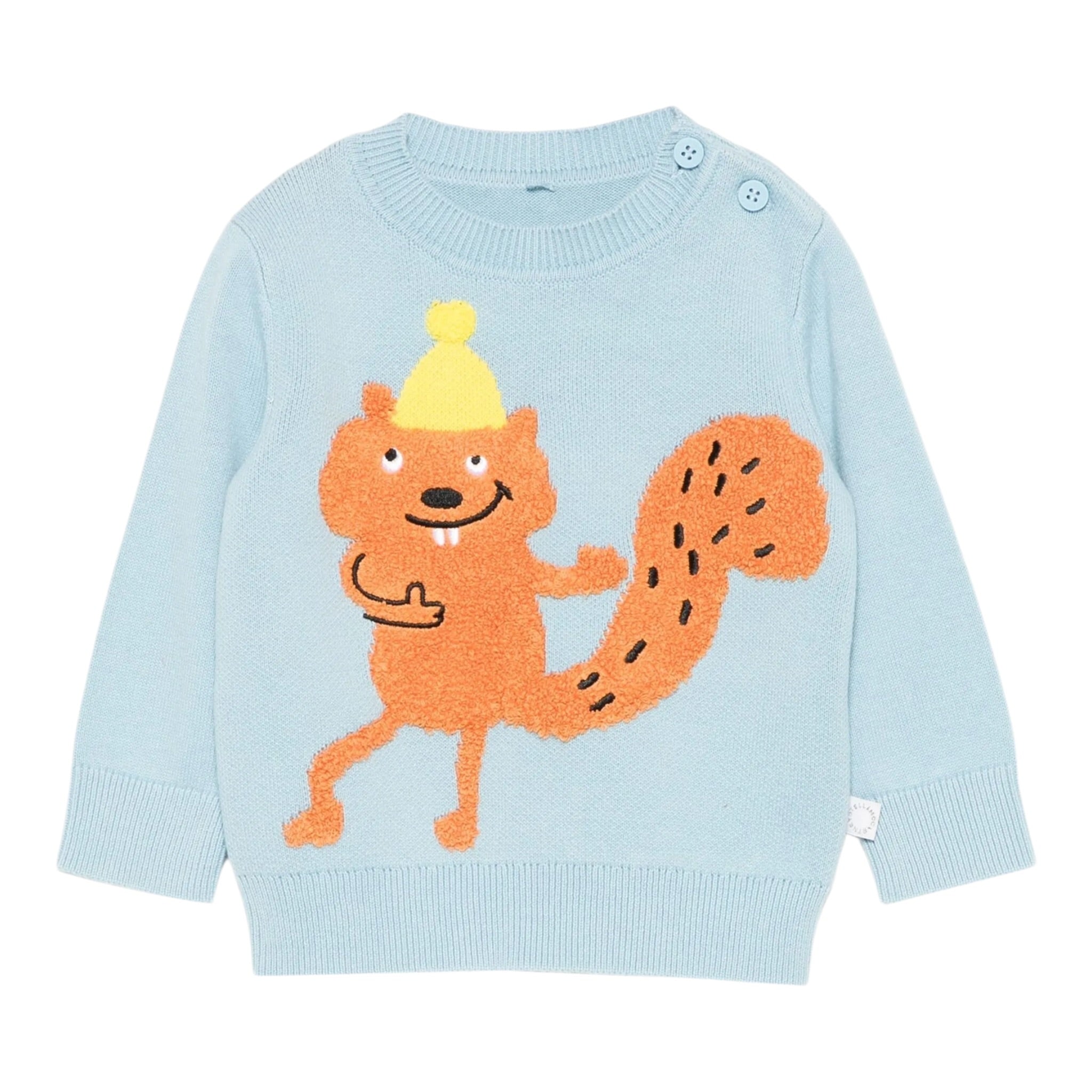 Stella Mccartney Maglia Girocollo tinta unita con Ricami Azzurro per Neonato TX9P60N AZZURRO STELLA McCARTNEY 