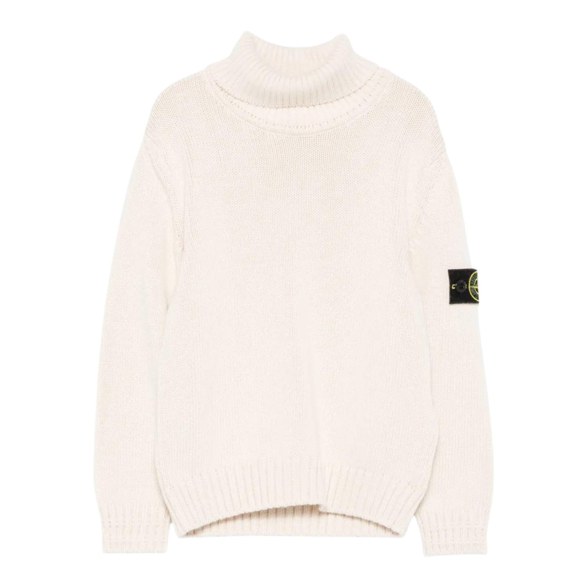 Stone Island Maglia tinta unita con Logo E Collo Alto Panna per Bambino K2S165100018 PANNA STONE ISLAND 
