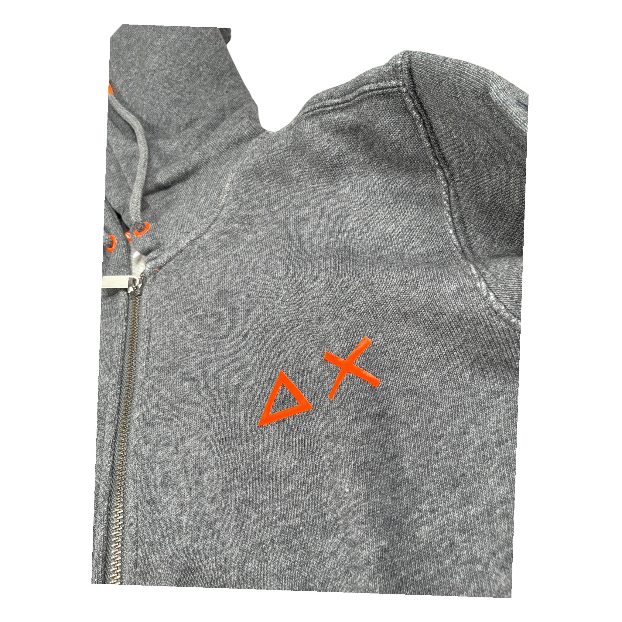 Sun68 Felpa tinta unita con Cappuccio Stampa E Zip Grigio per Bambino F41317 GRIGIO SUN68 