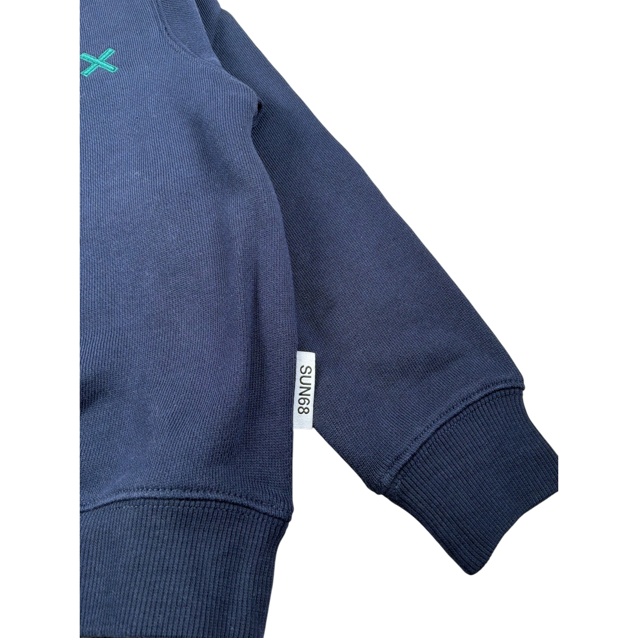 Sun68 Felpa Chiusa Girocollo tinta unita Blu per Bambino F42303 BLU SUN68 