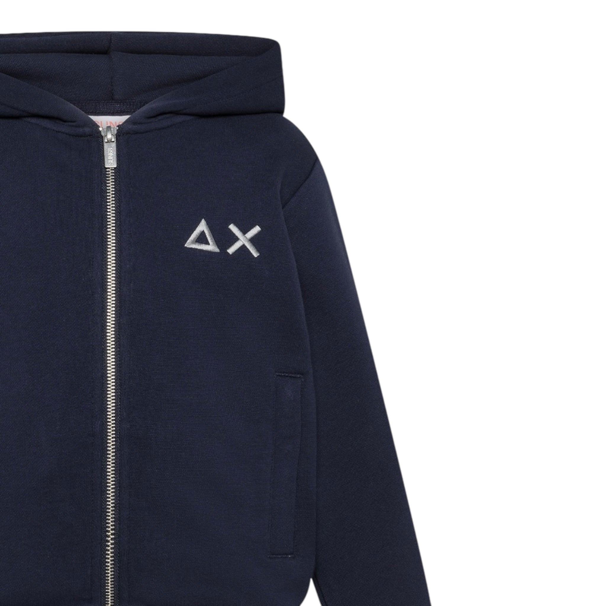 Sun68 Felpa con Zip E Cappuccio tinta unita Blu per Bambino F45302X BLU SUN68 