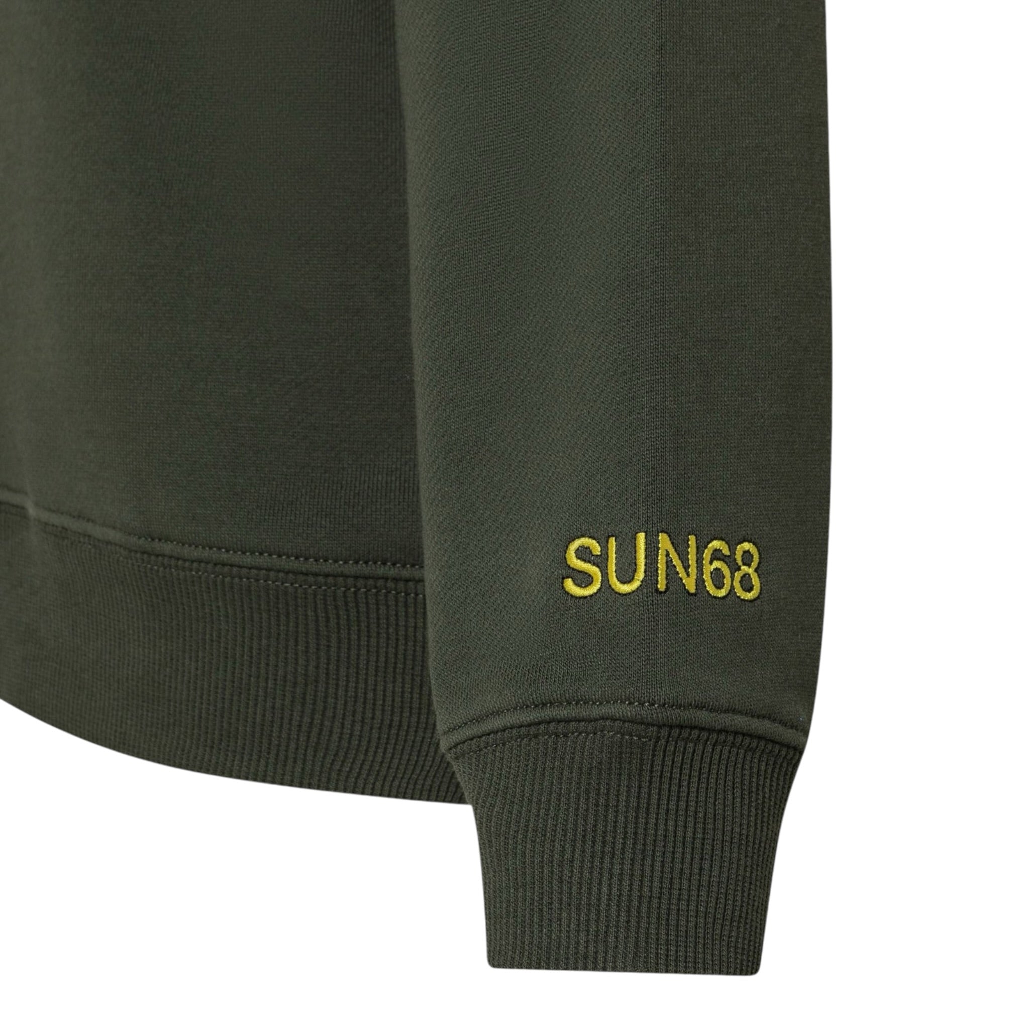 Sun68 Felpa tinta unita con Cappuccio E Stampa Verde per Bambino F45321 VERDE SUN68 