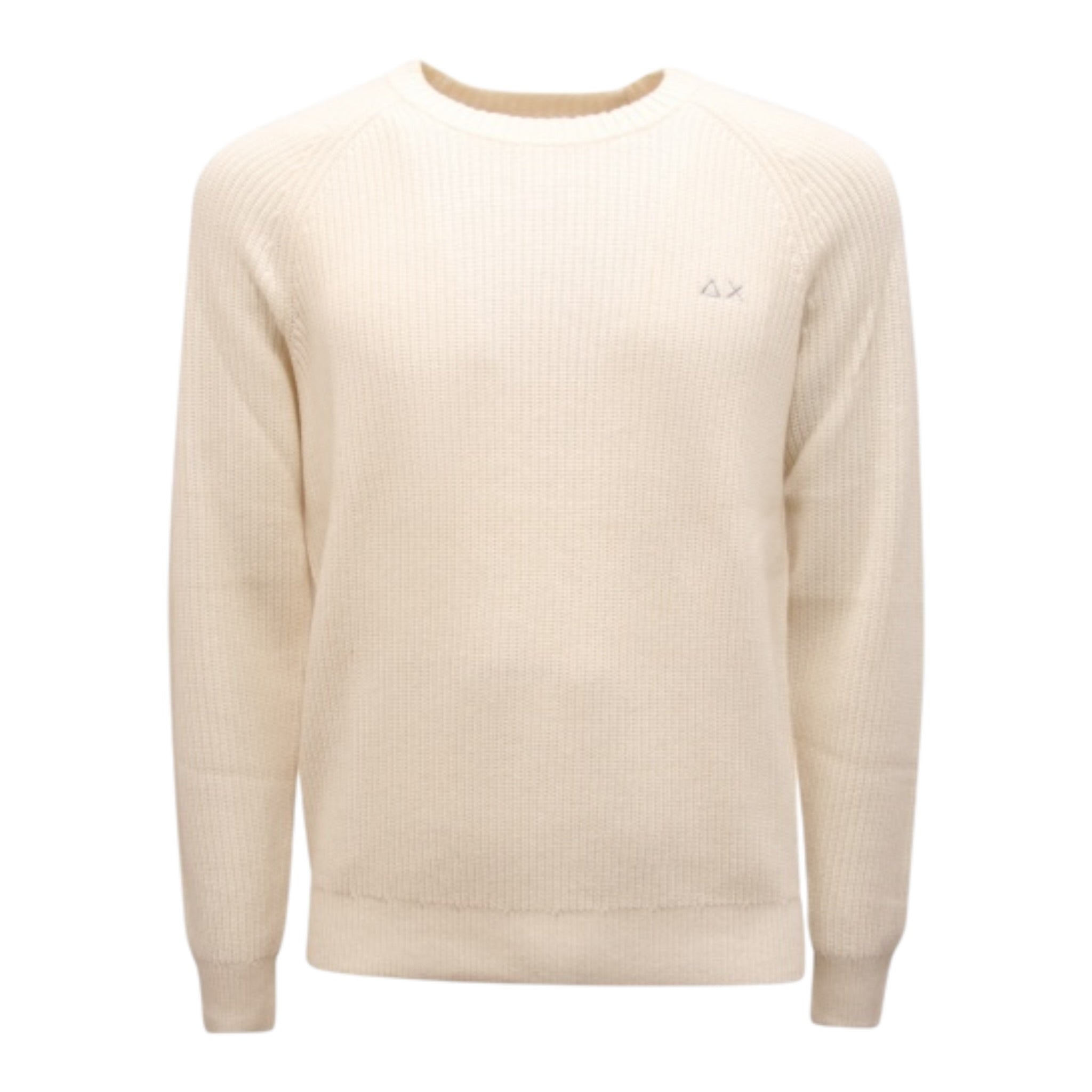 Sun68 Maglia Girocollo tinta unita con Logo Panna per Bambino K42342 PANNA SUN68 
