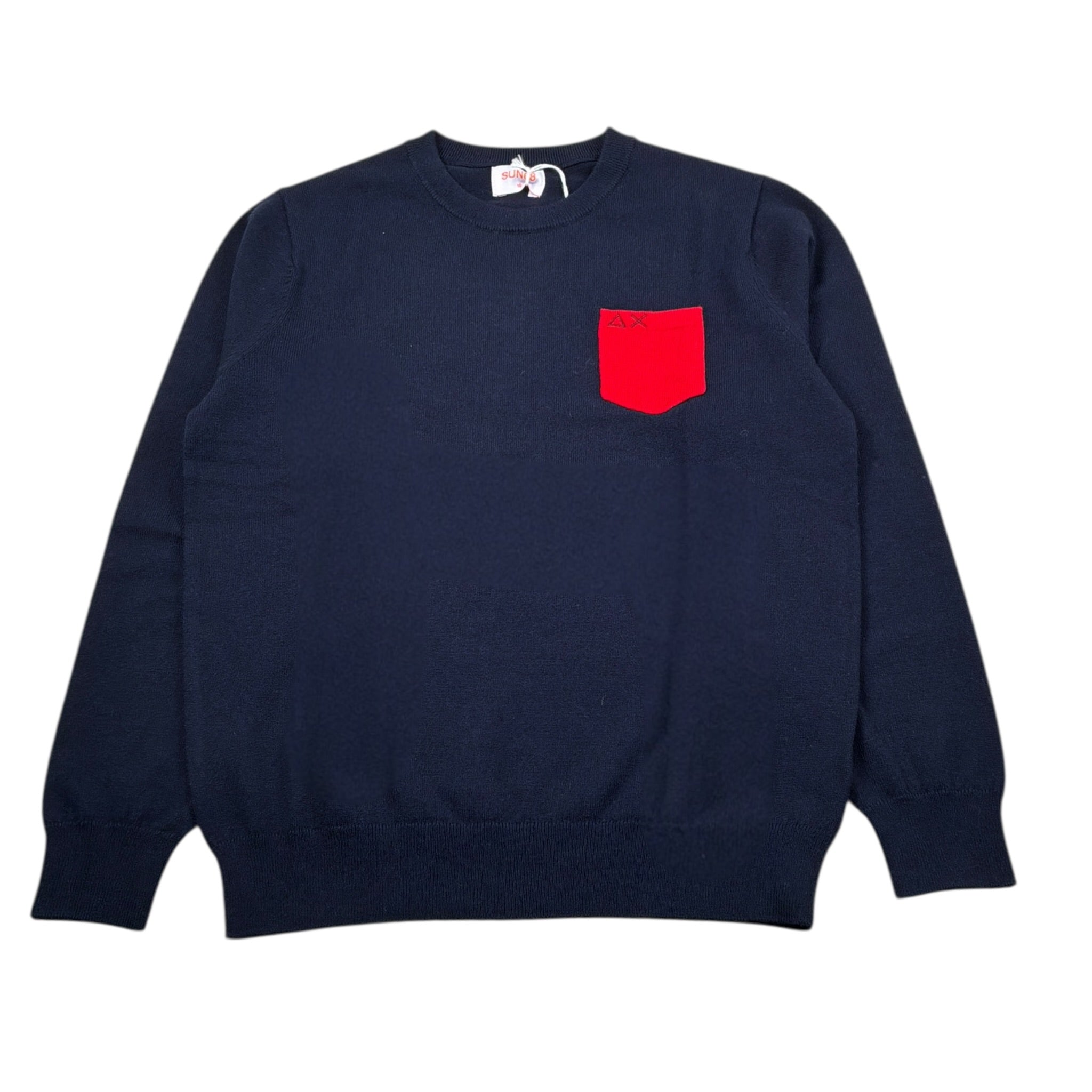 Sun68 Maglia Girocollo tinta unita con Taschino Blu per Bambino K45347 BLU SUN68 
