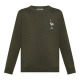 Sun68 Maglia Girocollo tinta unita con Ricamo Snoopy Verde per Bambino K45350 VERDE SUN68 