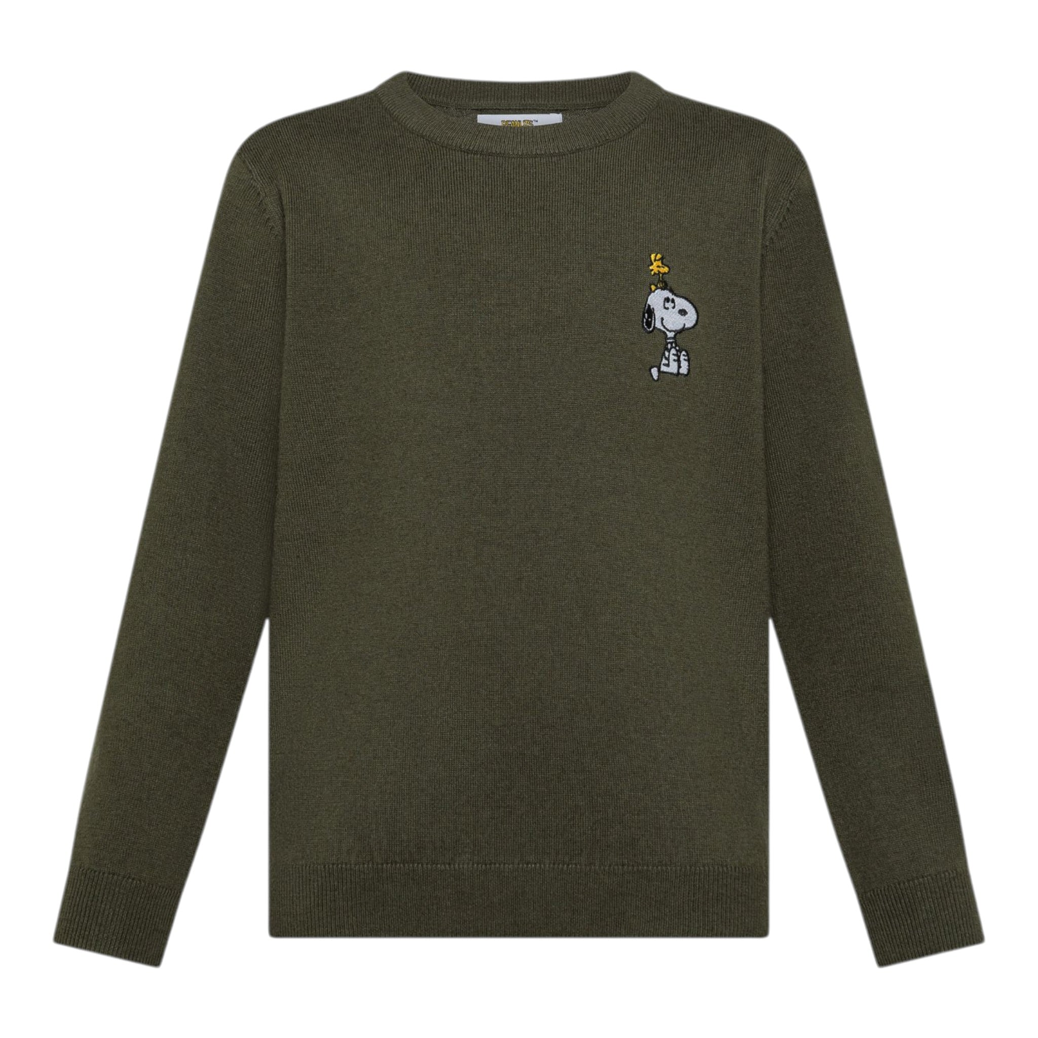 Sun68 Maglia Girocollo tinta unita con Ricamo Snoopy Verde per Bambino K45350 VERDE SUN68 