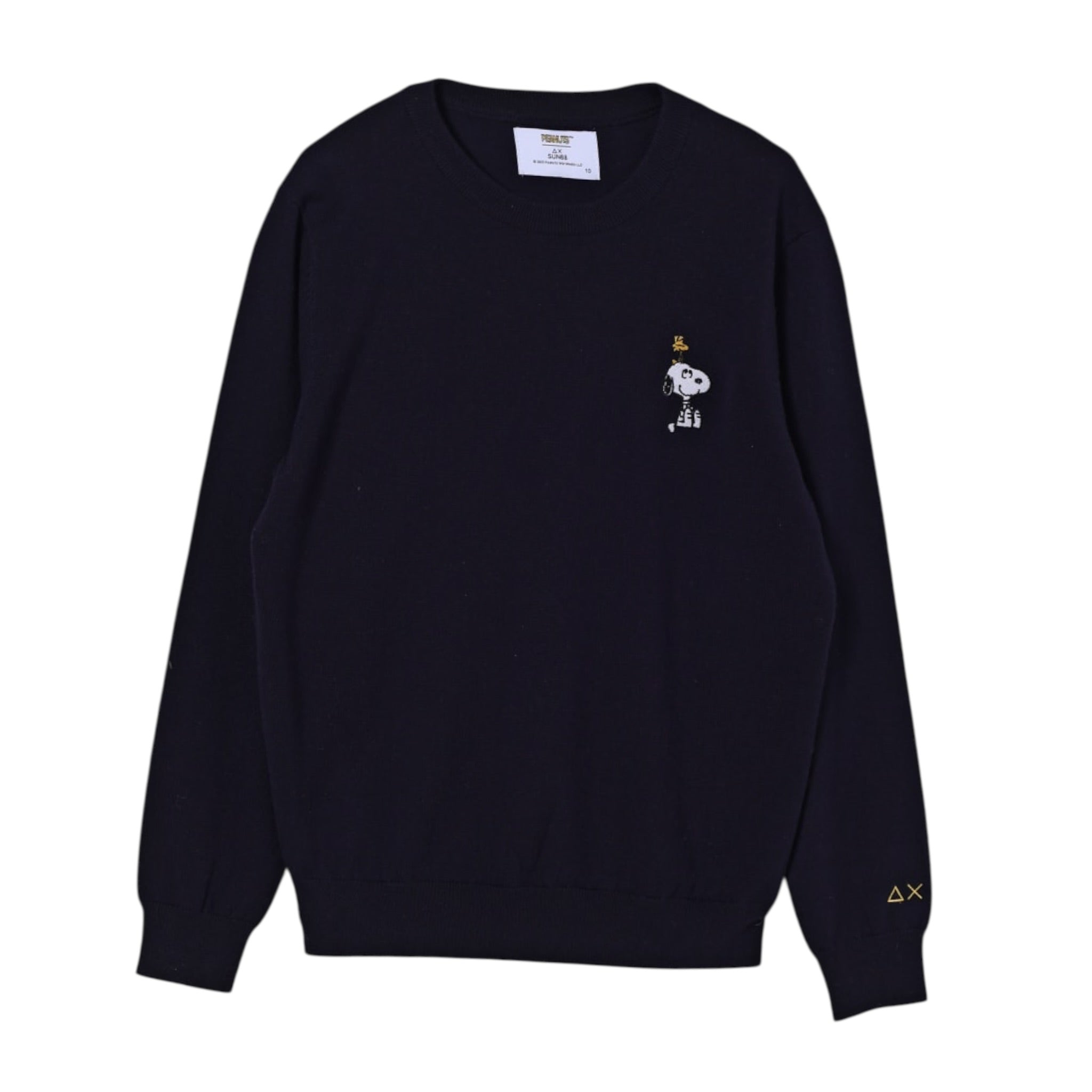 Sun68 Maglia Girocollo tinta unita con Ricamo Snoopy Blu per Bambino K45350X BLU SUN68 
