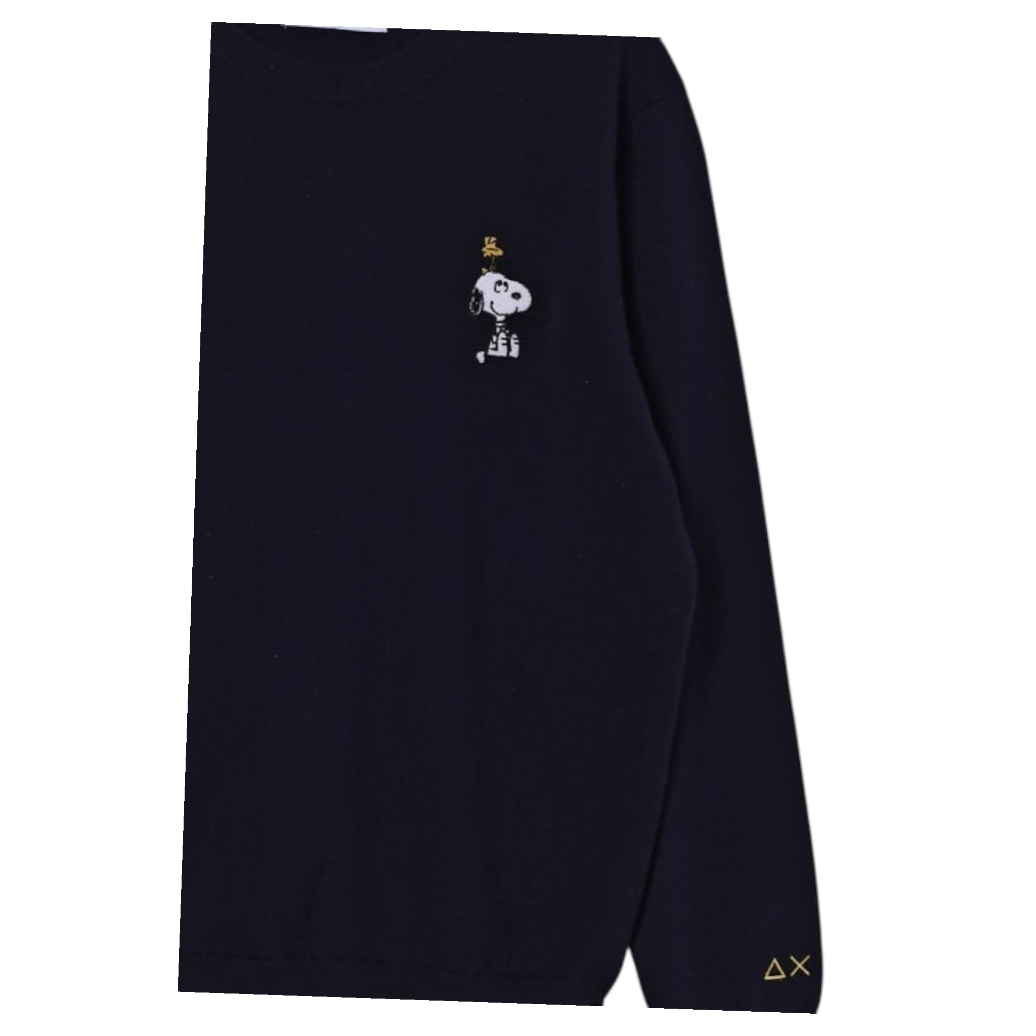 Sun68 Maglia Girocollo tinta unita con Ricamo Snoopy Blu per Bambino K45350X BLU SUN68 