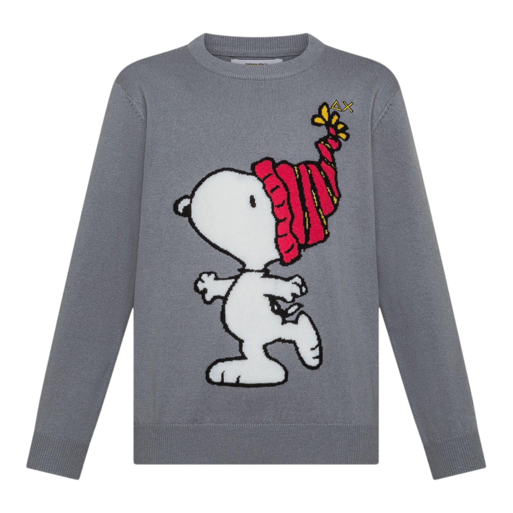 Sun68 Maglia Girocollo tinta unita con Ricamo Snoopy Grigio per Bambino K45352 GRIGIO SUN68 