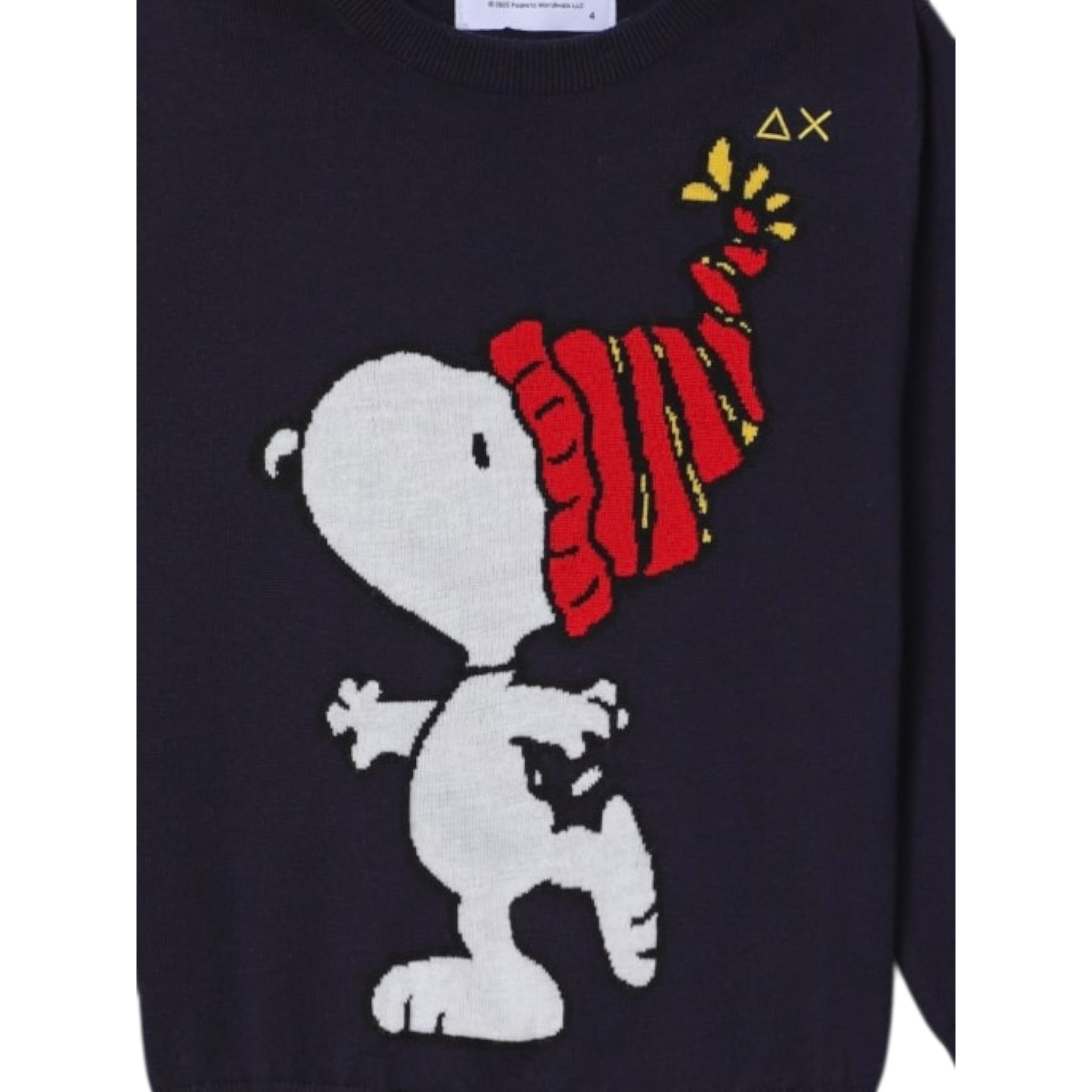 Sun68 Maglia Girocollo tinta unita con Ricamo Snoopy Blu per Bambino K45352XXXX BLU SUN68 