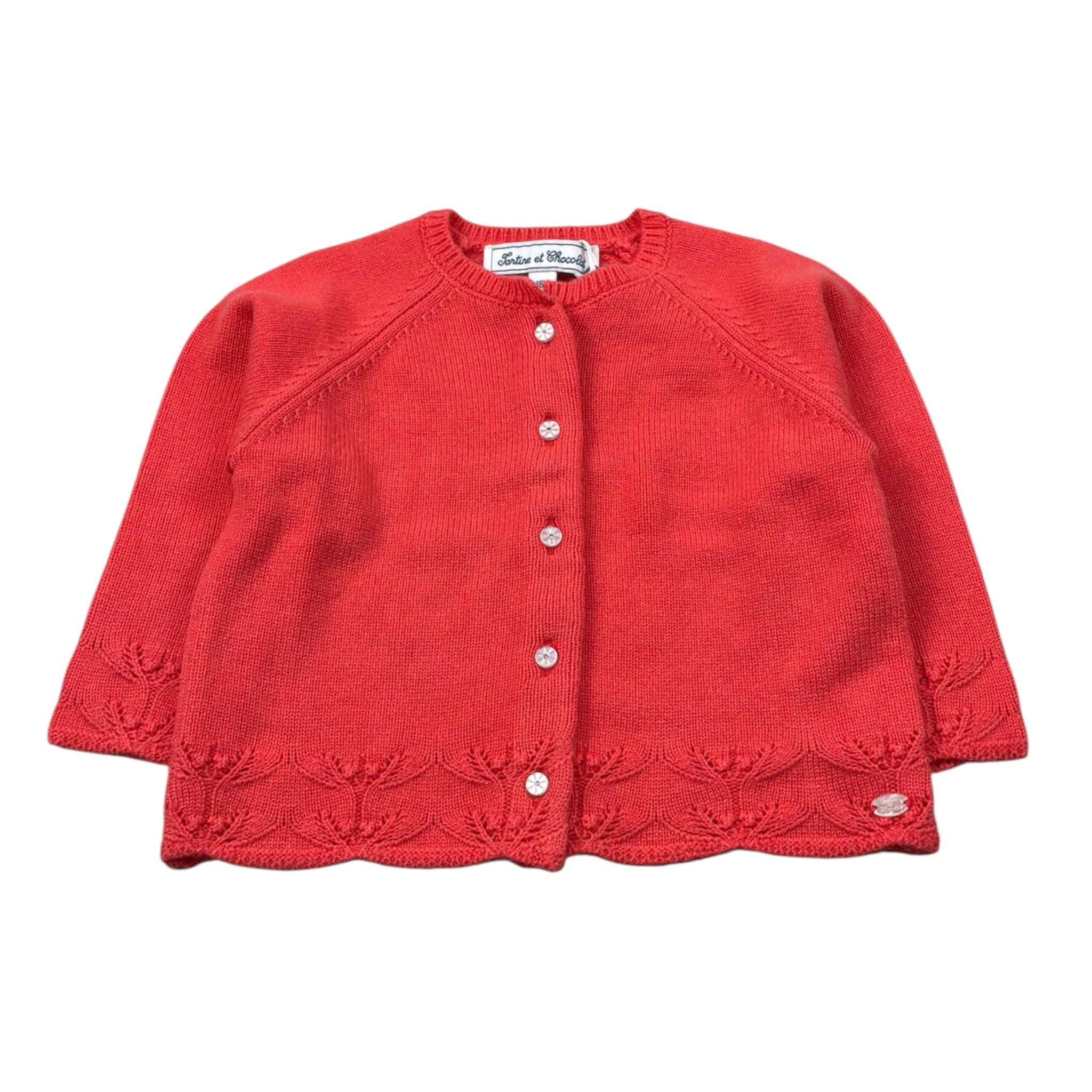 Tartine Et Chocolat Cardigan tinta unita con Ricami Corallo per Neonata CB18101 CORALLO TARTINE ET CHOCOLAT 