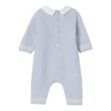 Tartine Et Chocolat Tutina tinta unita con Colletto Azzurro per Neonato CB32030 AZZURRO TARTINE ET CHOCOLAT 