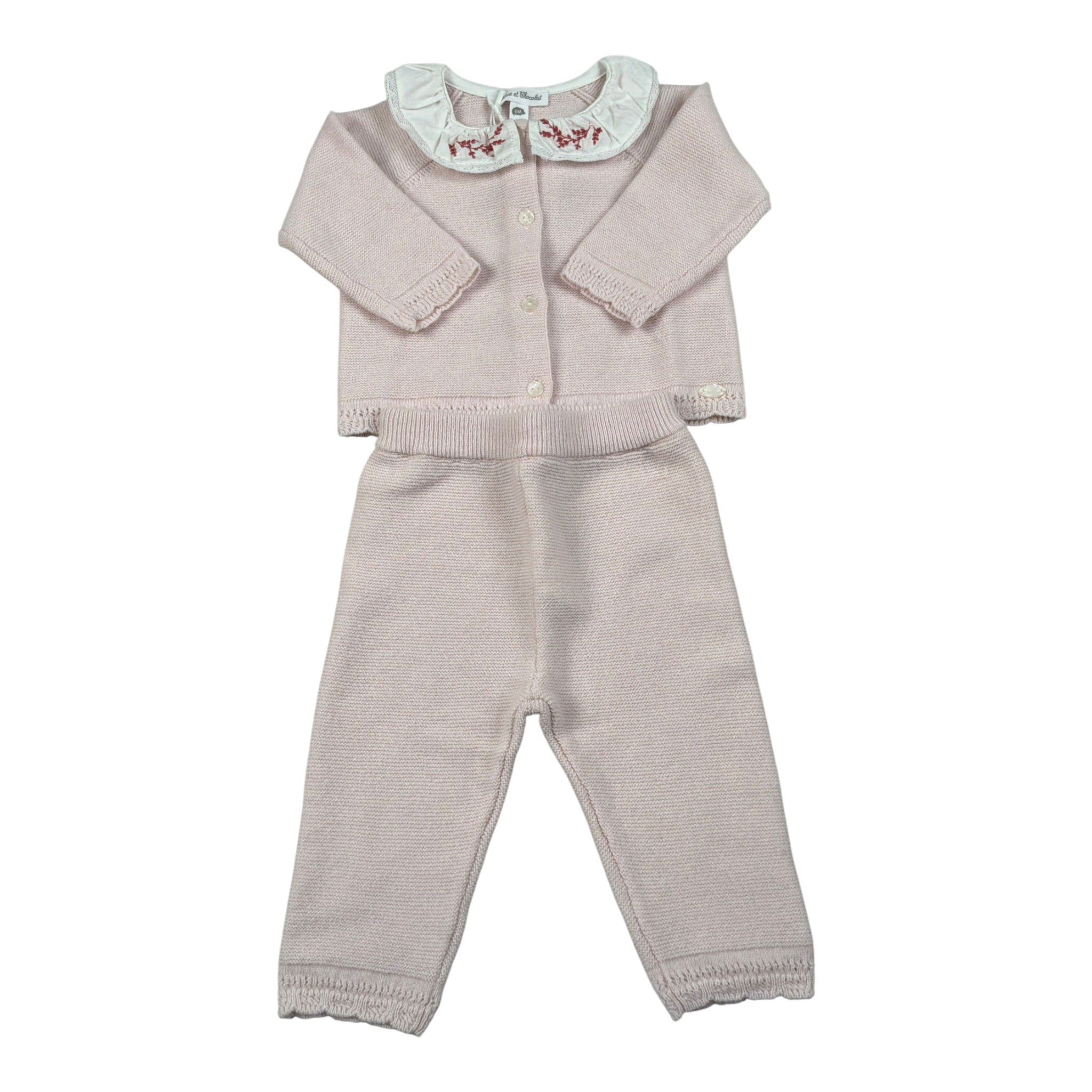 Tartine Et Chocolat Completo 2 Pezzi Cardigan-Pantalone tinta unita Rosa per Neonata CB36030 ROSA TARTINE ET CHOCOLAT 