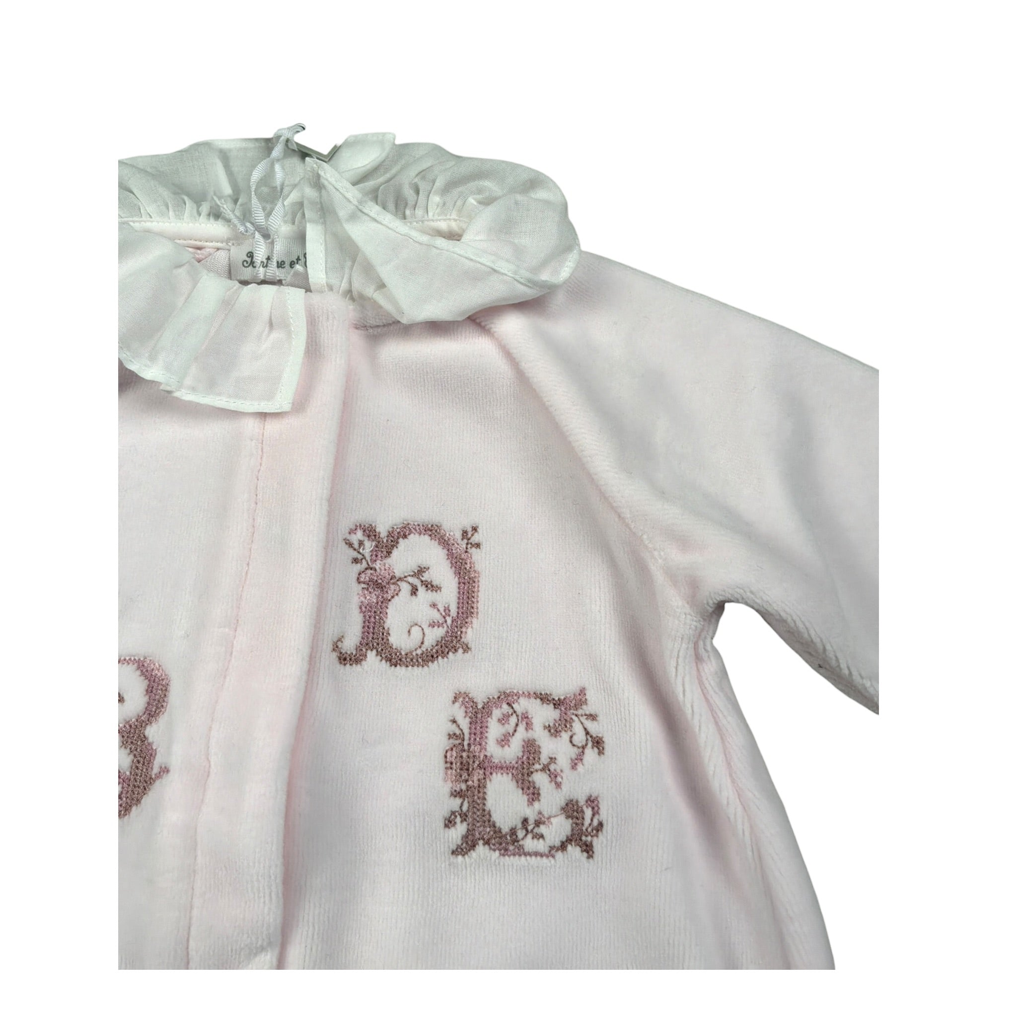 Tartine Et Chocolat Tutina Manica Lunga tinta unita In Ciniglia Rosa per Neonata CB54120 ROSA TARTINE ET CHOCOLAT 