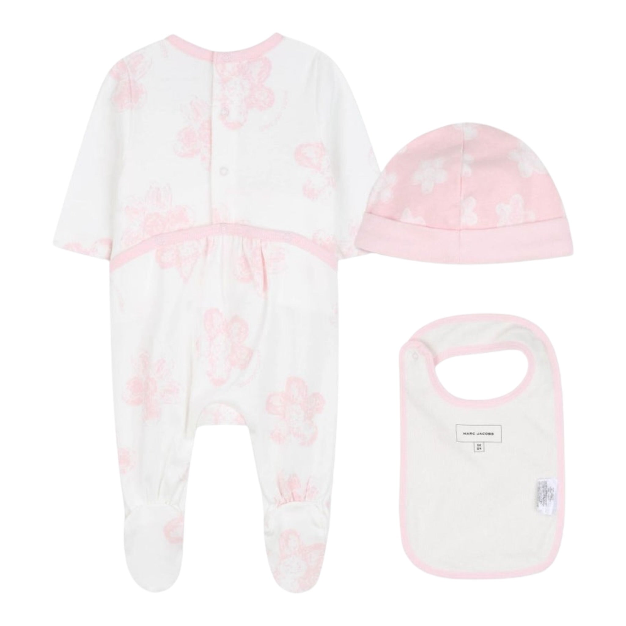 The Marc Jacobs Set Tutina-Cappello-Bavetta tinta unita Bianco/Rosa per Neonata W60694 BIANCO/ROSA THE MARC JACOBS 
