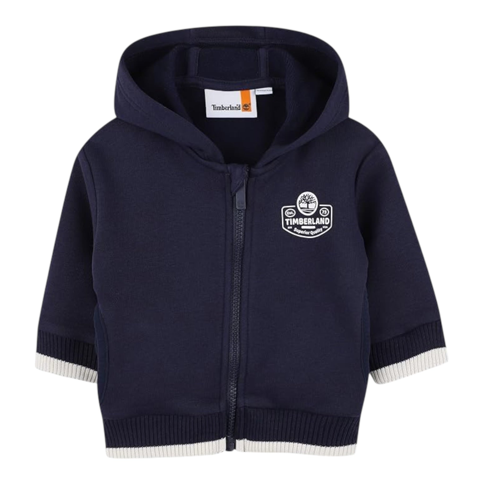 Timberland Felpa tinta unita con Zip E Cappuccio Blu per Neonato T60596 BLU TIMBERLAND 