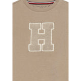 Tommy Hilfiger Felpa Chiusa Girocollo Tinta Nita Beige per Neonato 02071 BEIGE TOMMY HILFIGER 
