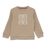 Tommy Hilfiger Felpa Chiusa Girocollo Tinta Nita Beige per Neonato 02071 BEIGE TOMMY HILFIGER 