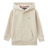 Tommy Hilfiger Felpa tinta unita con Bottoni E Cappuccio Beige per Bambino KB0KB09314 BEIGE TOMMY HILFIGER 