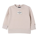 Tommy Hilfiger Felpa tinta unita Girocollo con Stampa Beige per Bambino KB0KB09315 BEIGE TOMMY HILFIGER 