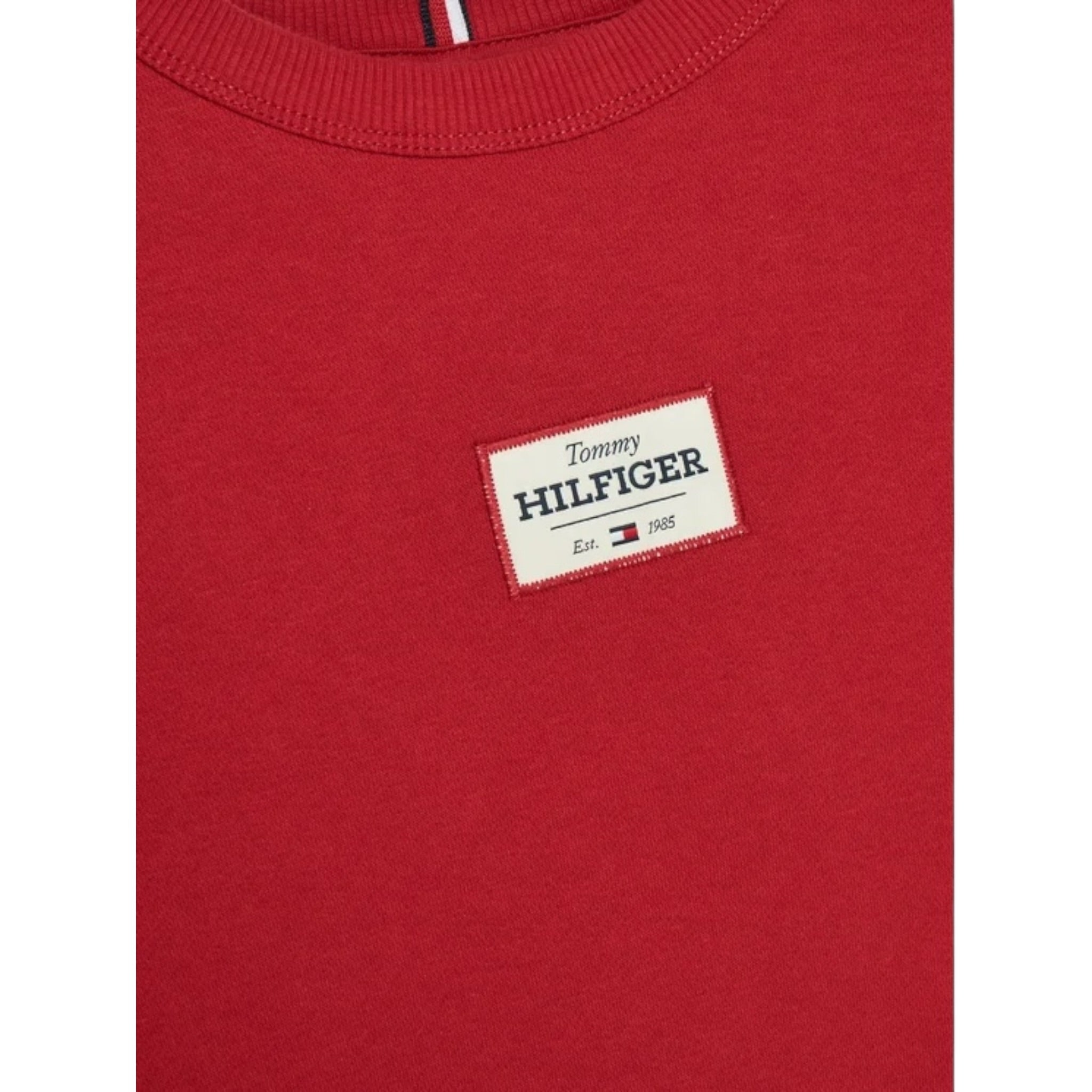 Tommy Hilfiger Felpa tinta unita Girocollo con Stampa Rosso per Bambino KB0KB09315 ROSSO TOMMY HILFIGER 