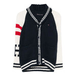 Tommy Hilfiger Cardigan tinta unita con Maniche In Contrasto E Stampa Blu per Bambino KB0KB09345 BLU TOMMY HILFIGER 