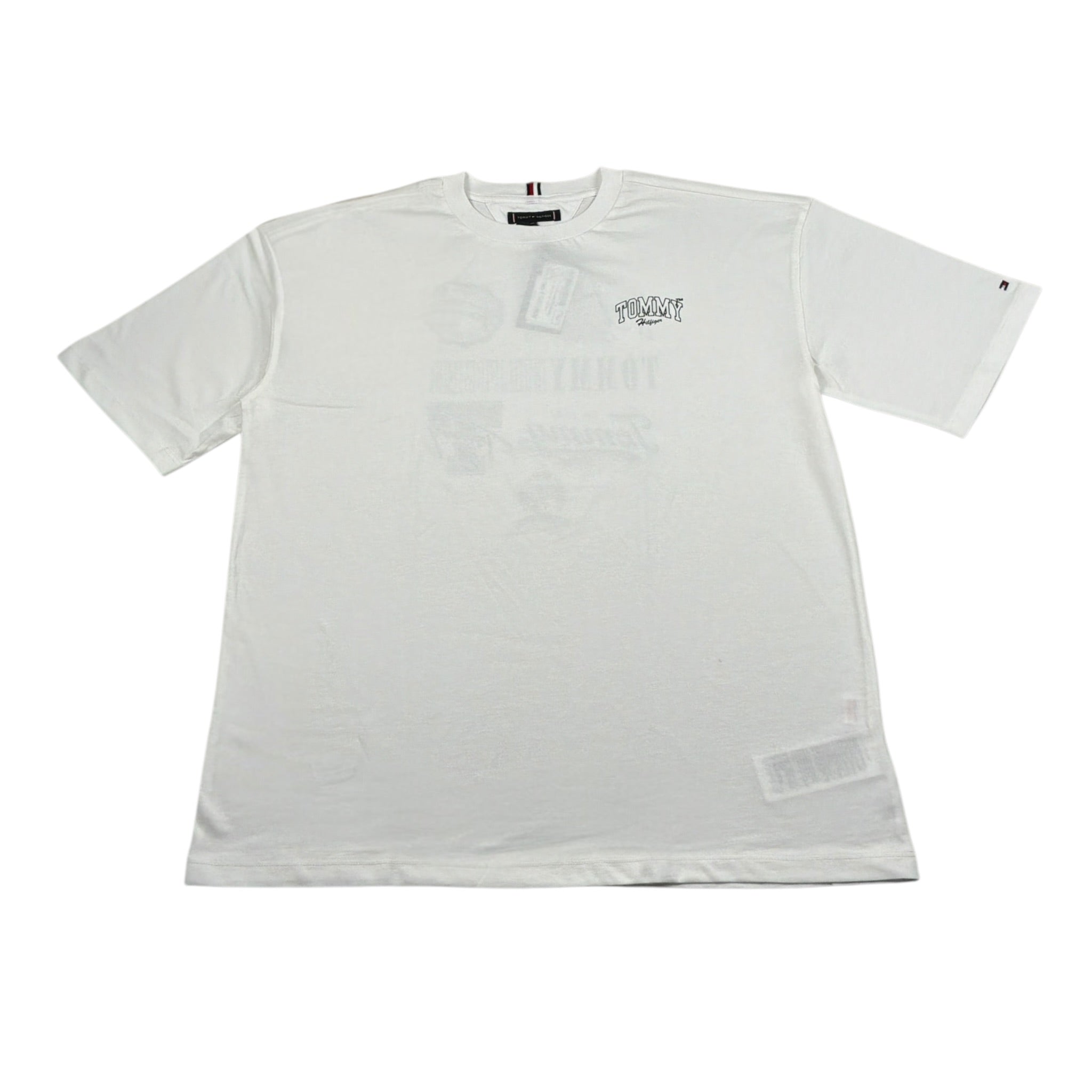 Tommy Hilfiger T-Shirt Girocollo Tinta Uita con Stampa Bianco per Bambino KB0KB097290 BIANCO TOMMY HILFIGER 