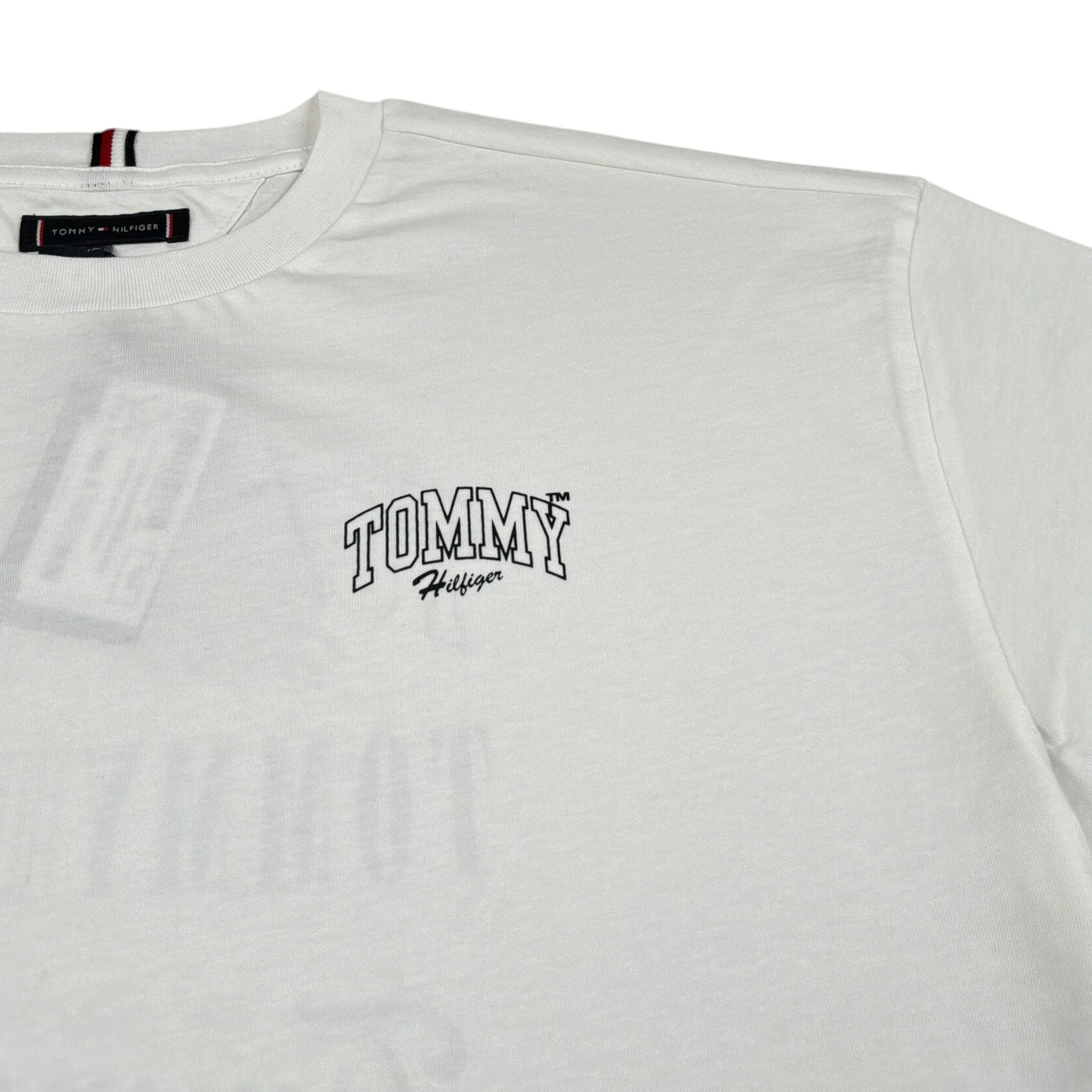 Tommy Hilfiger T-Shirt Girocollo Tinta Uita con Stampa Bianco per Bambino KB0KB097290 BIANCO TOMMY HILFIGER 
