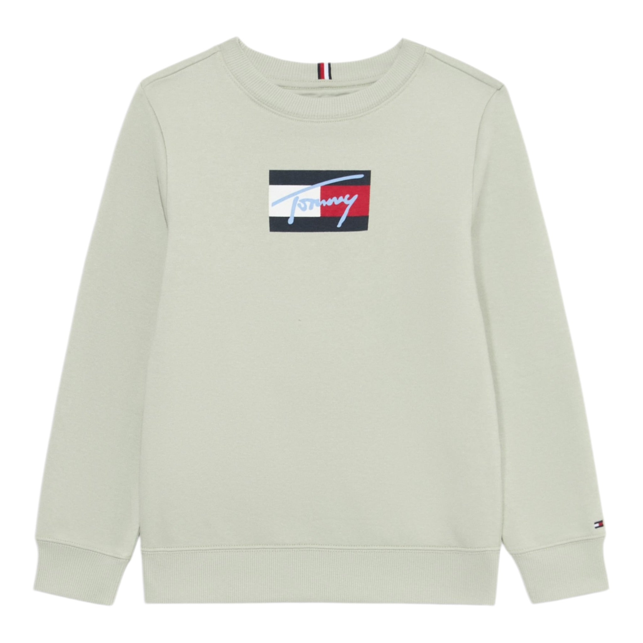 Tommy Hilfiger Felpa tinta unita Girocollo con Stampa Verde per Neonato KB0KB09741N VERDE TOMMY HILFIGER 