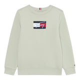 Tommy Hilfiger Felpa tinta unita Girocollo con Stampa Verde per Neonato KB0KB09741N VERDE TOMMY HILFIGER 