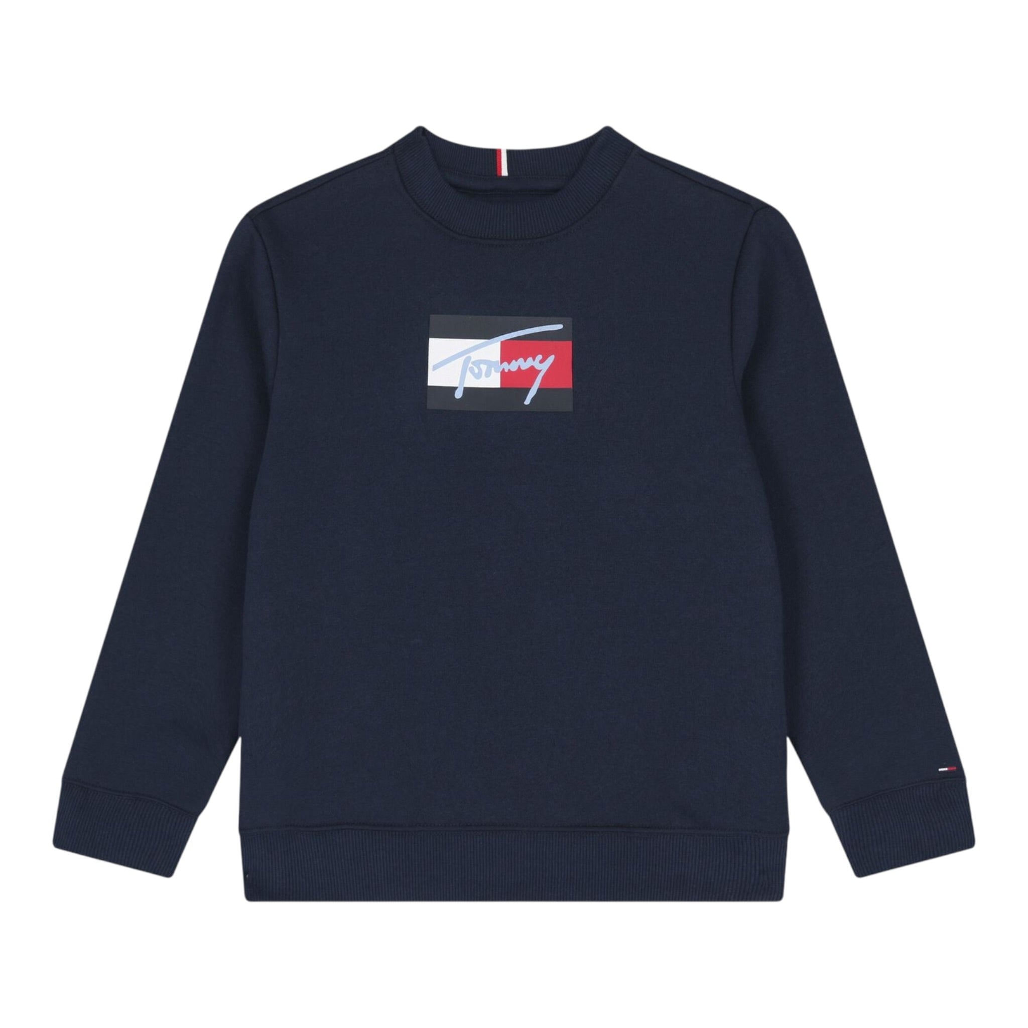 Tommy Hilfiger Felpa tinta unita Girocollo con Stampa Blu per Bambino KB0KB09741X BLU TOMMY HILFIGER 