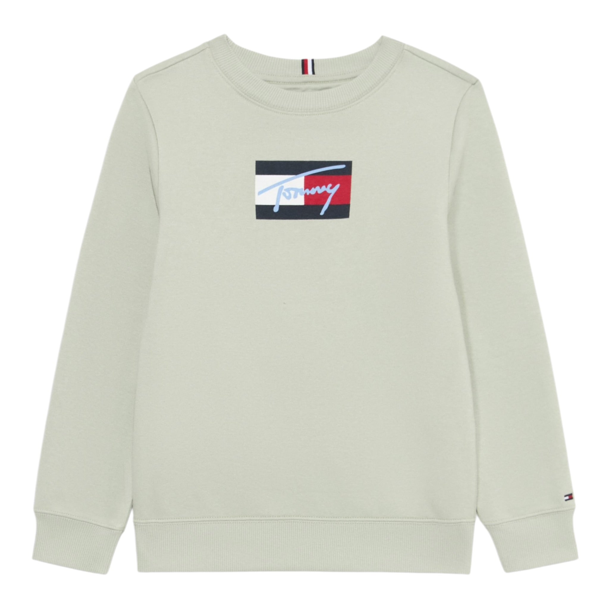 Tommy Hilfiger Felpa tinta unita Girocollo con Stampa Verde per Bambino KB0KB09741XX VERDE TOMMY HILFIGER 
