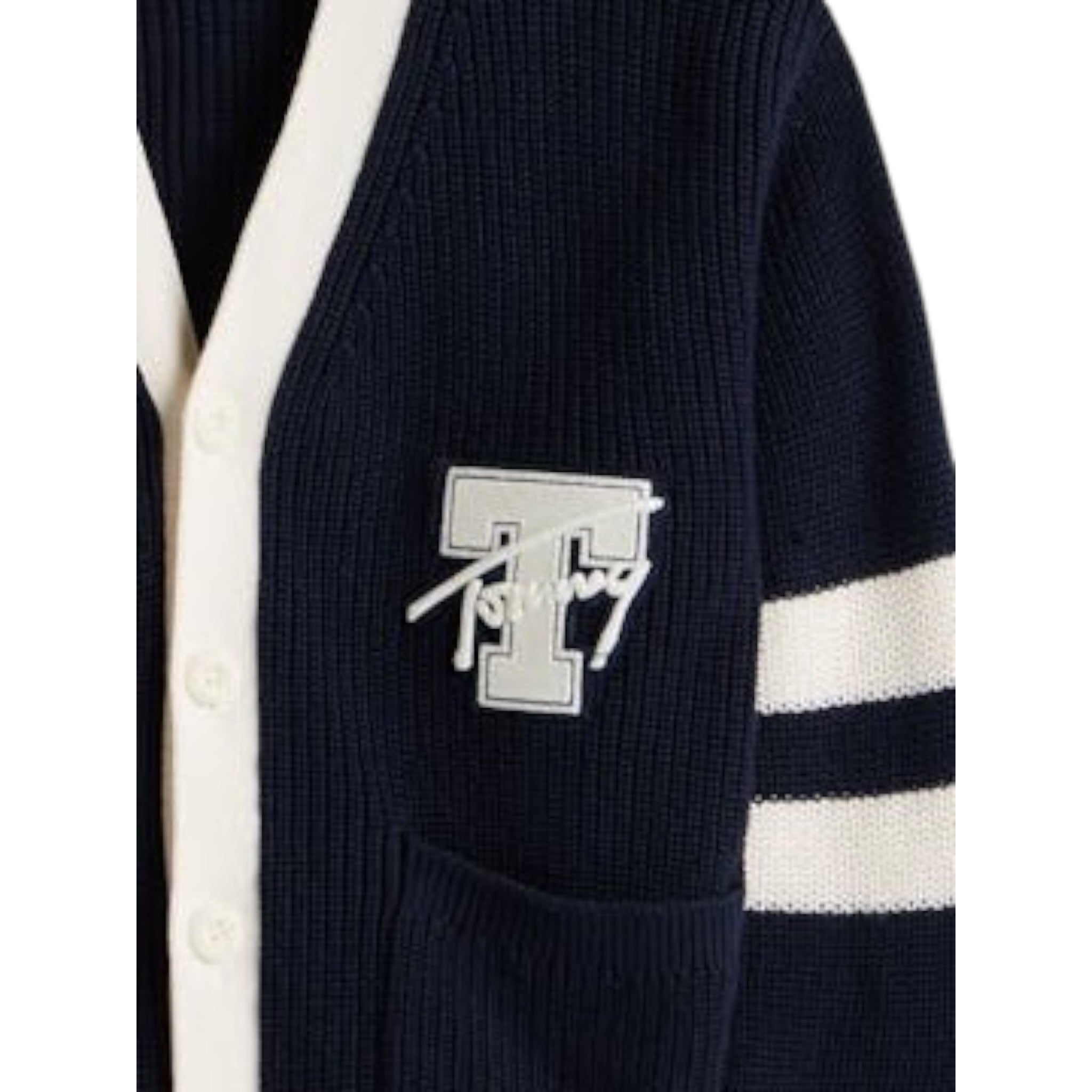 Tommy Hilfiger Cardigan tinta unita con Profili In Contrasto Blu per Bambino KB0KB09757X BLU TOMMY HILFIGER 
