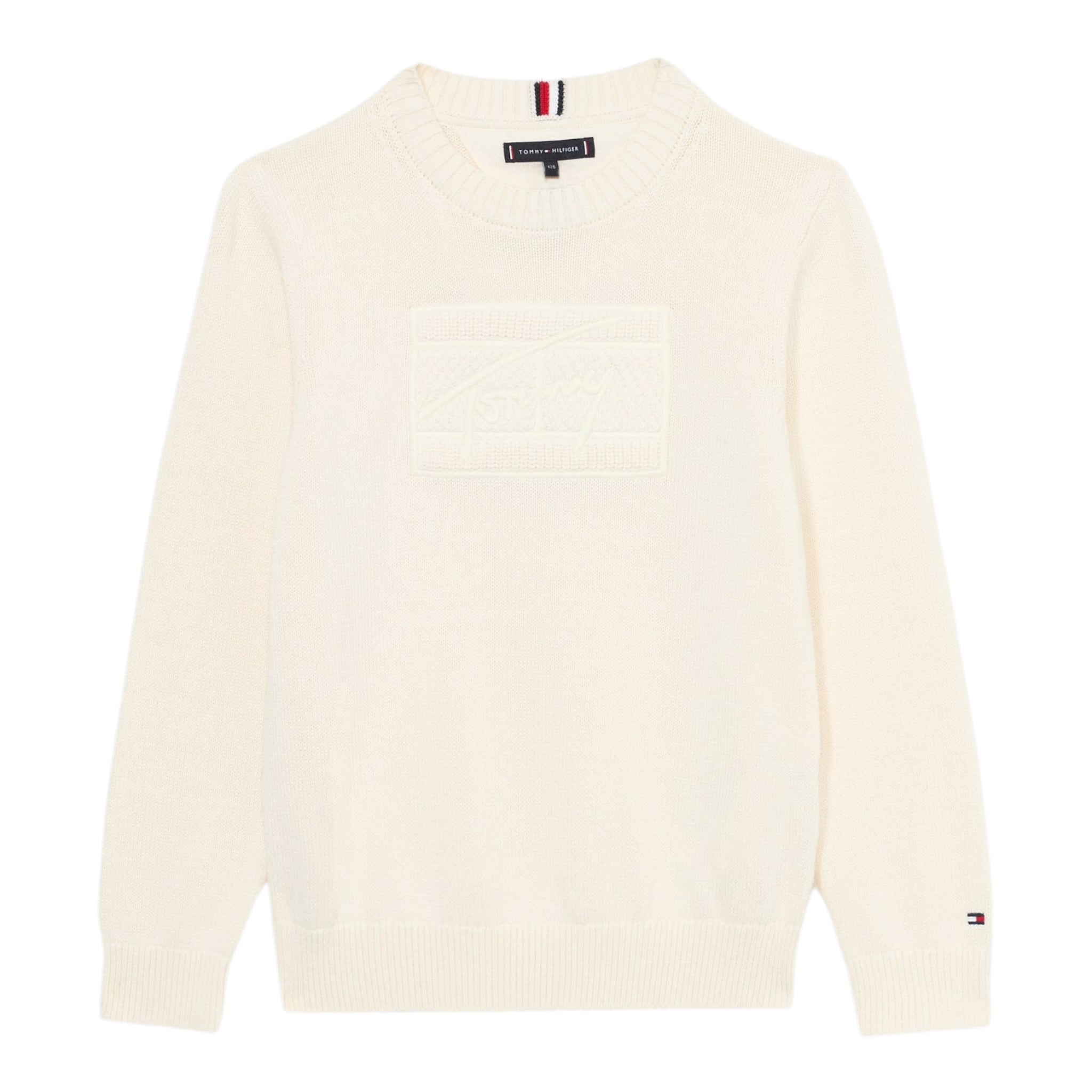 Tommy Hilfiger Maglia Girocollo tinta unita Panna per Bambino KB0KB09810 PANNA TOMMY HILFIGER 