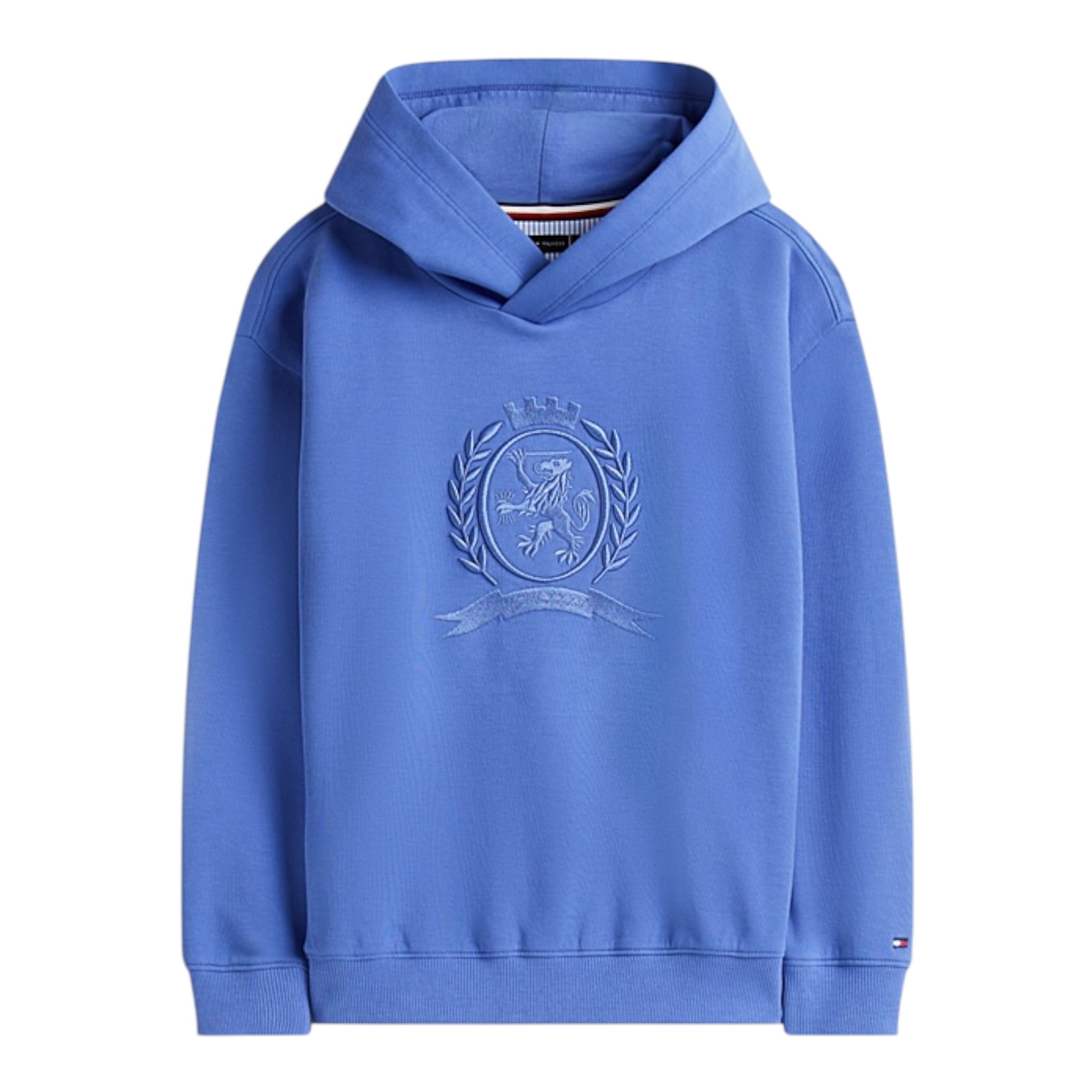 Tommy Hilfiger Felpa Chiusa con Cappuccio tinta unita Celeste per Bambino KB0KB09897 CELESTE TOMMY HILFIGER 