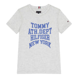 Tommy Hilfiger T-Shirt Girocollo tinta unita Cn Logo Grigio per Bambino KB0KB09937 GRIGIO TOMMY HILFIGER 