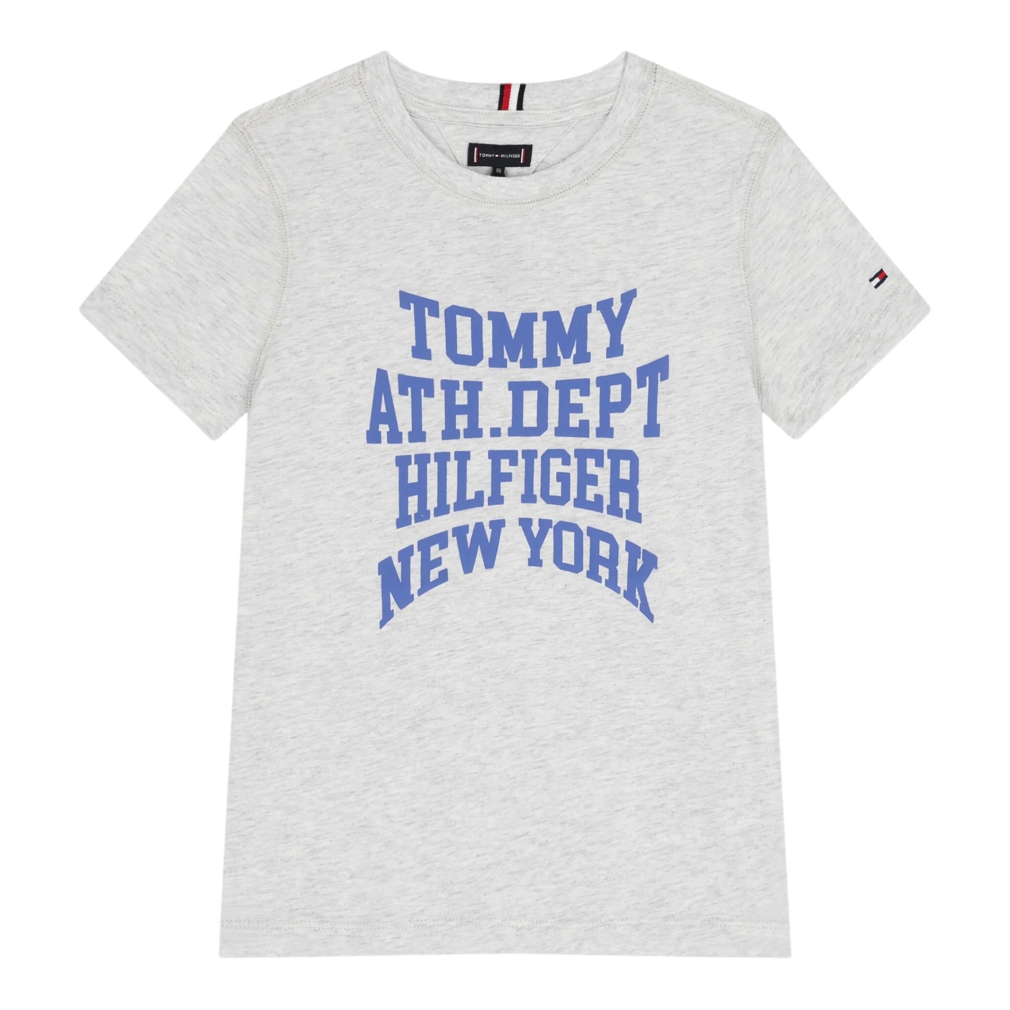 Tommy Hilfiger T-Shirt Girocollo tinta unita Cn Logo Grigio per Bambino KB0KB09937 GRIGIO TOMMY HILFIGER 